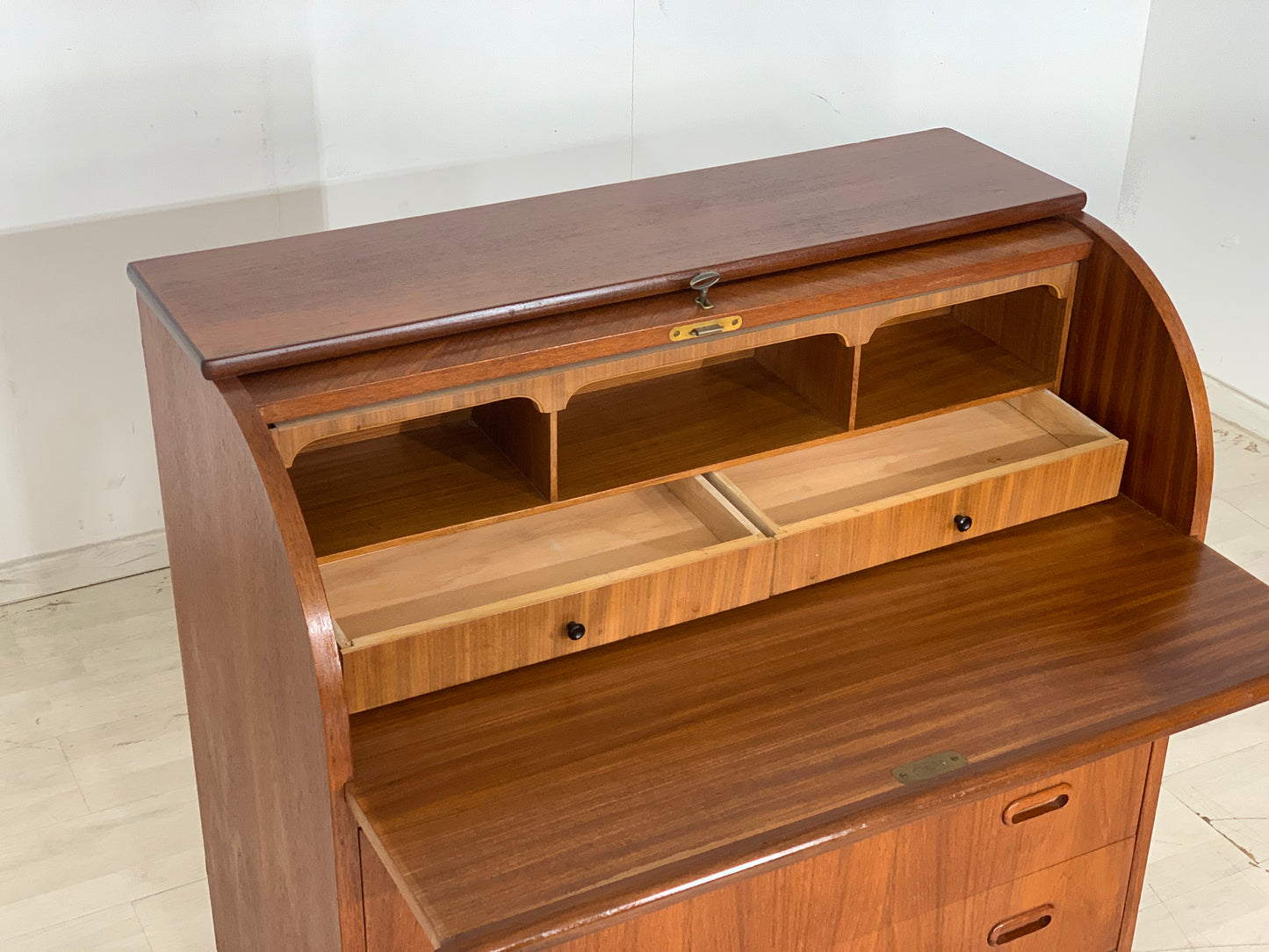Danish Teak Secretary Desk Chest of Drawers Vintage