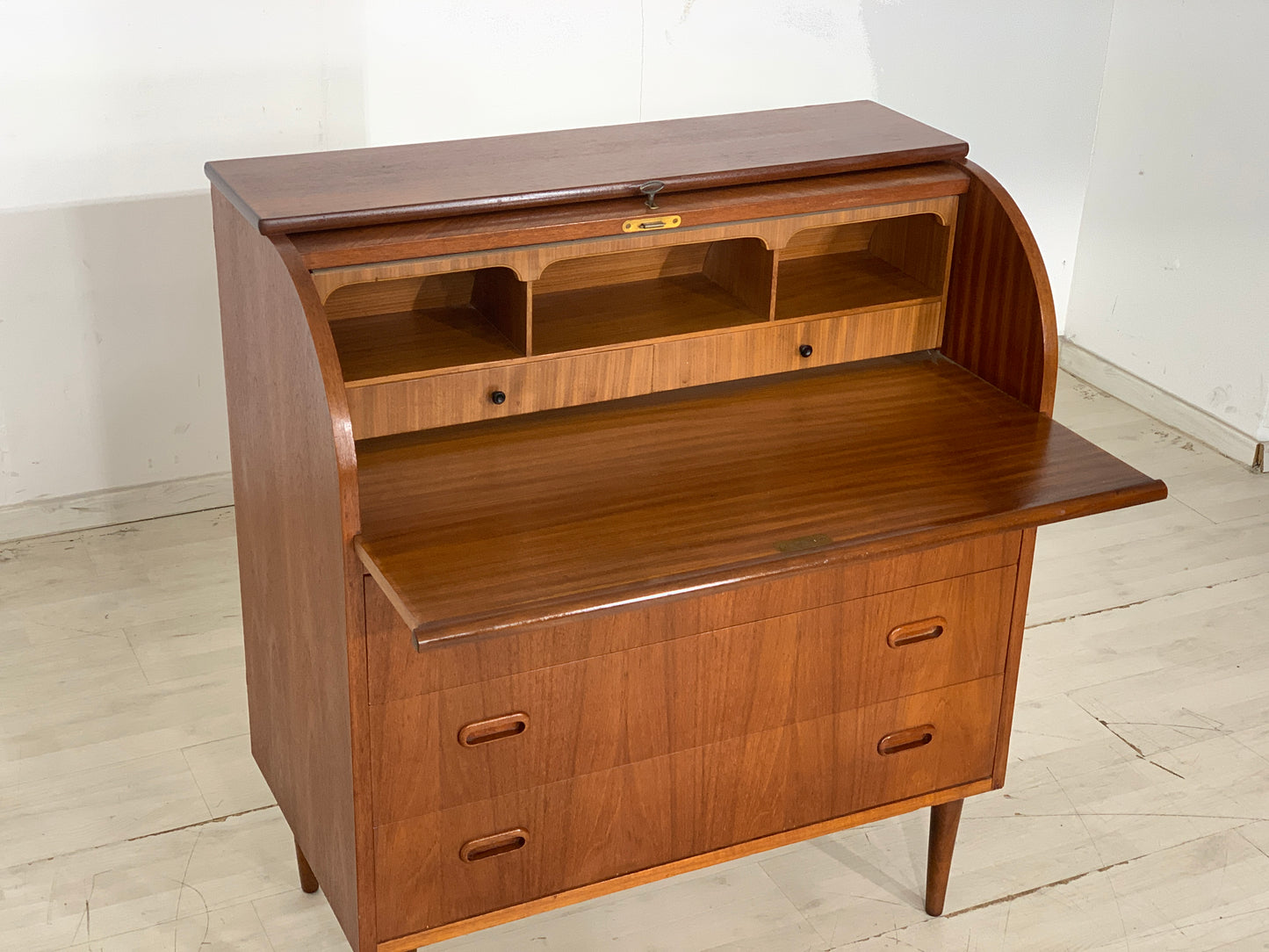 Danish Teak Secretary Desk Chest of Drawers Vintage