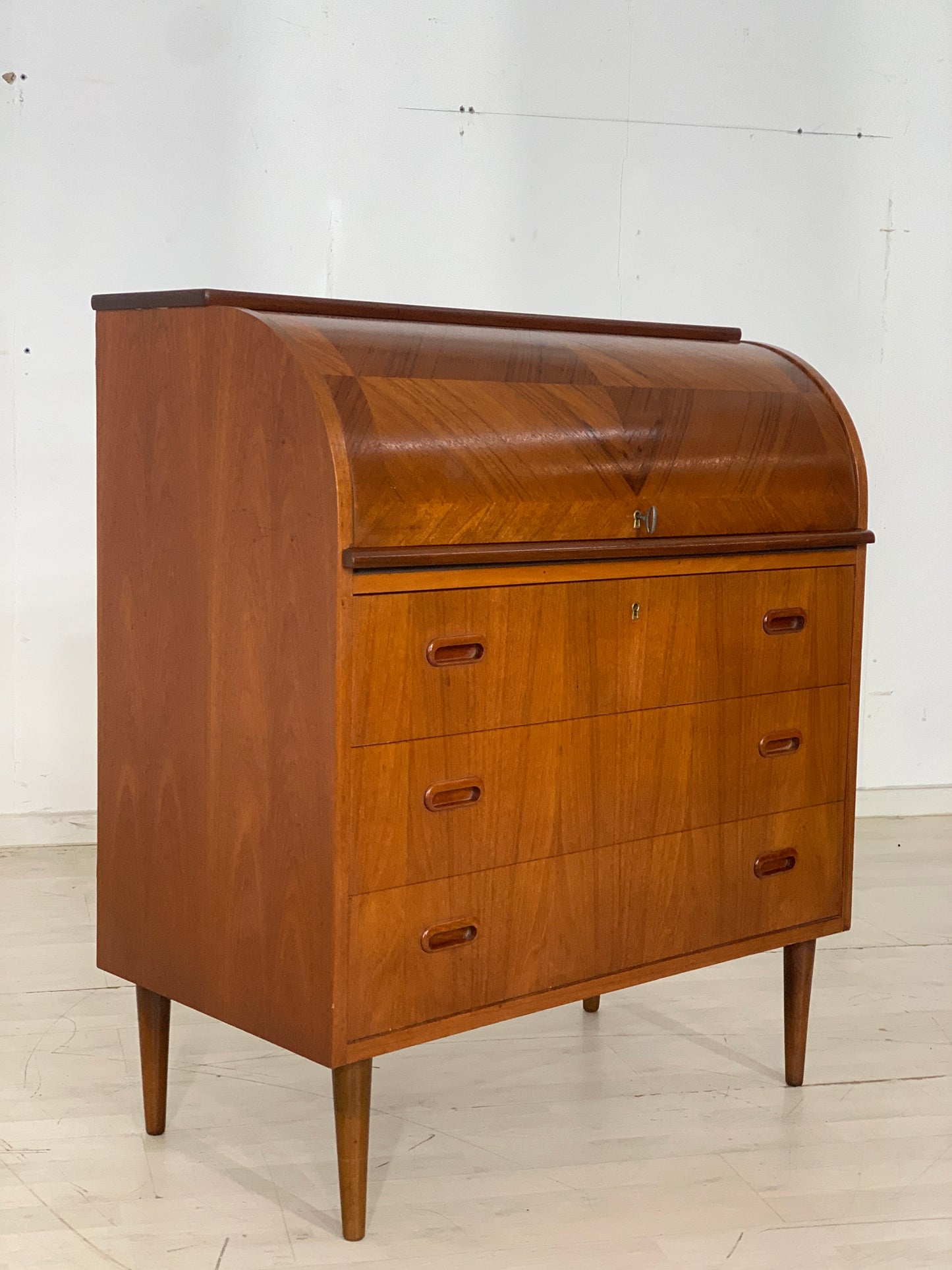 Danish Teak Secretary Desk Chest of Drawers Vintage
