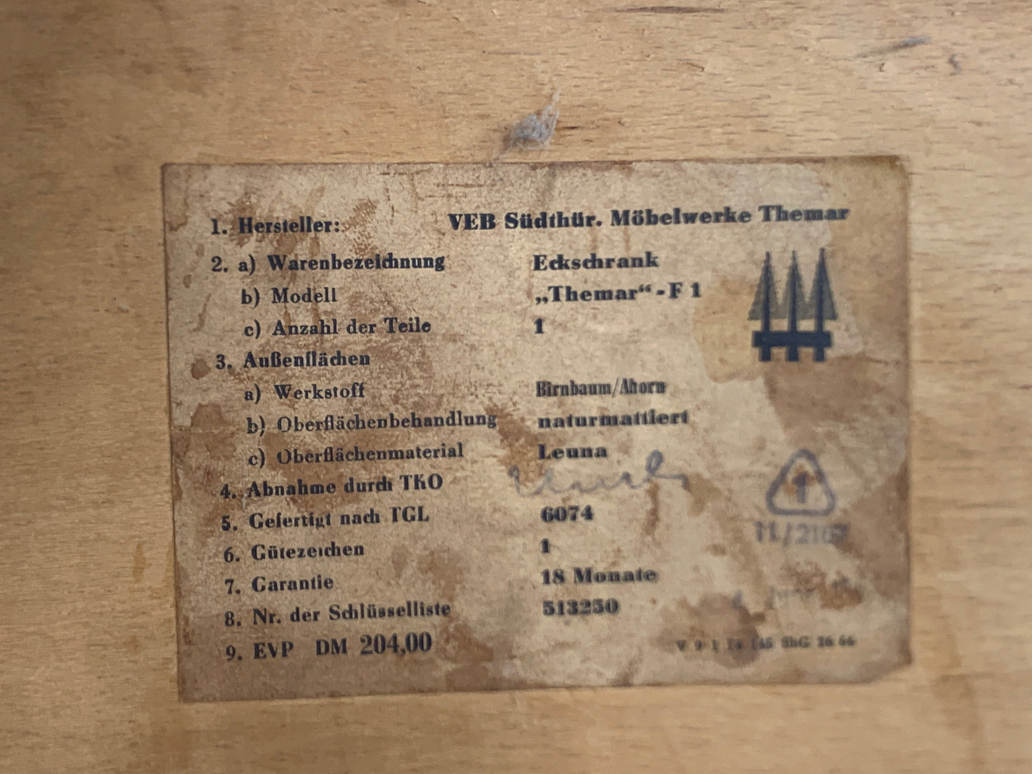 Mid Century Corner Cabinet Cupboard Vintage