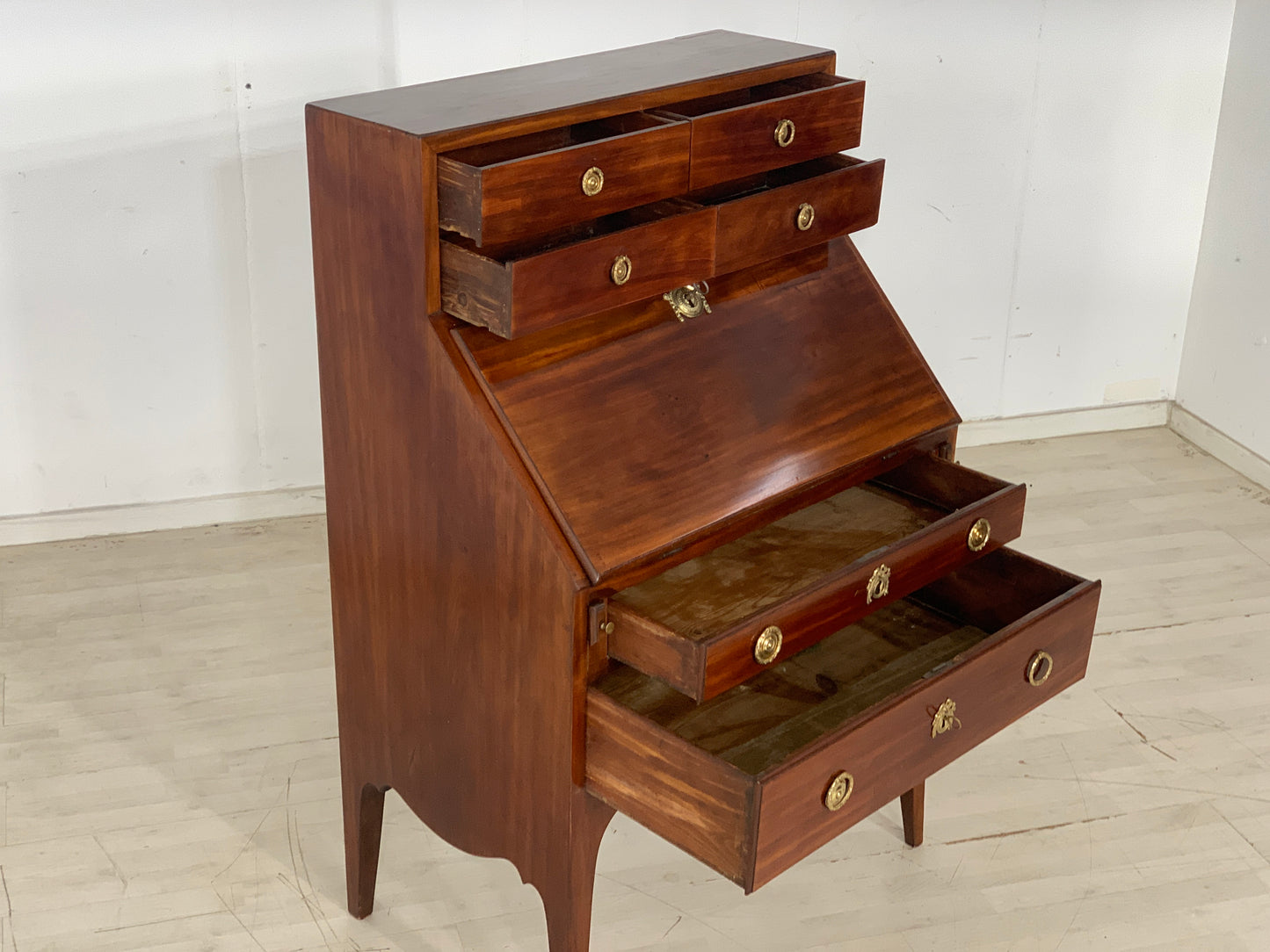Mahogany secretary writing cabinet chest of drawers vintage