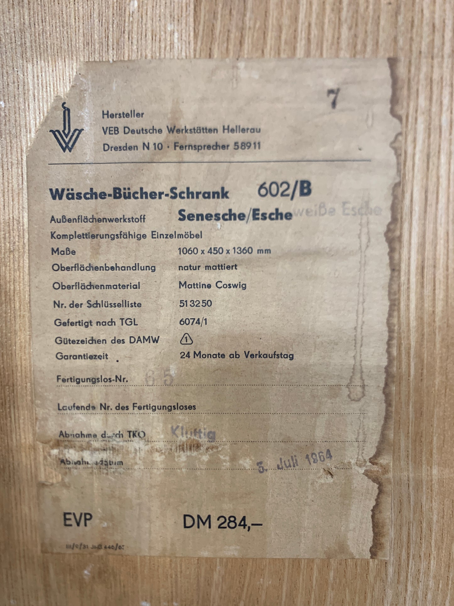 Armoire à linge Hellerau du milieu du siècle, style vintage