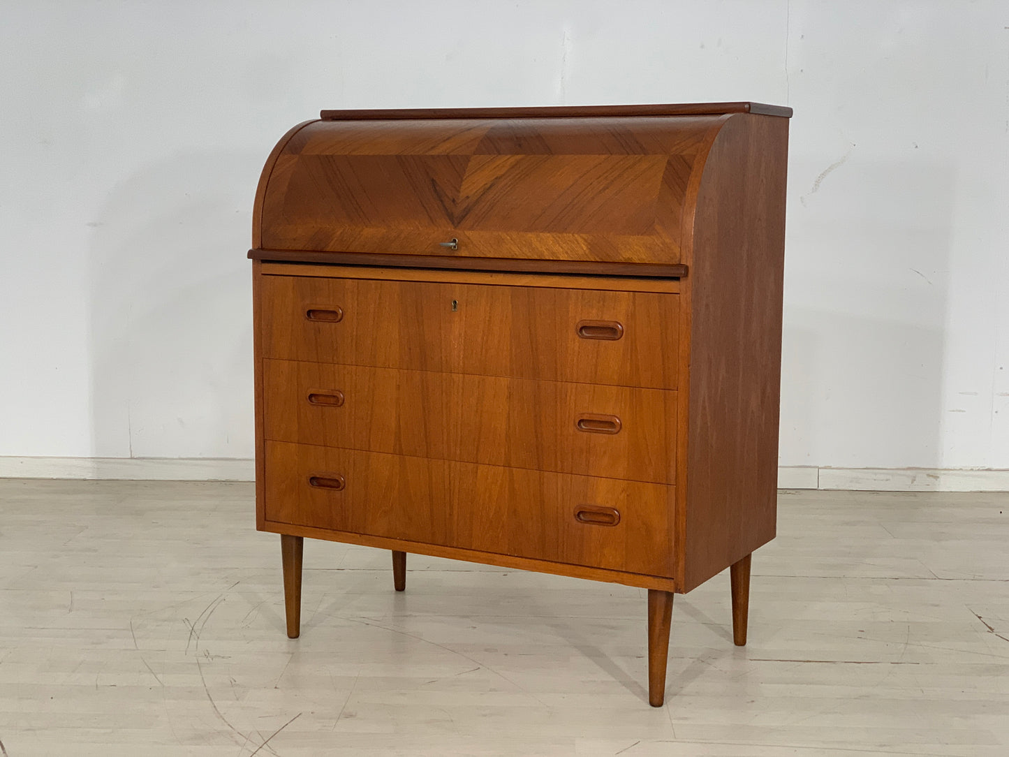 Danish Teak Secretary Desk Chest of Drawers Vintage