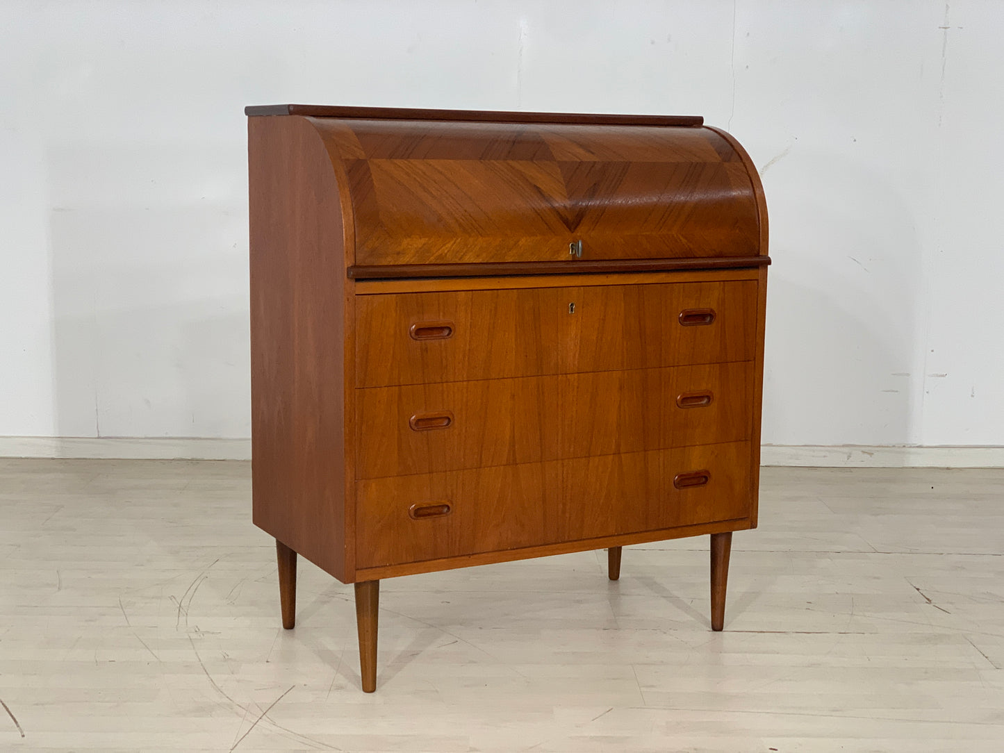 Danish Teak Secretary Desk Chest of Drawers Vintage