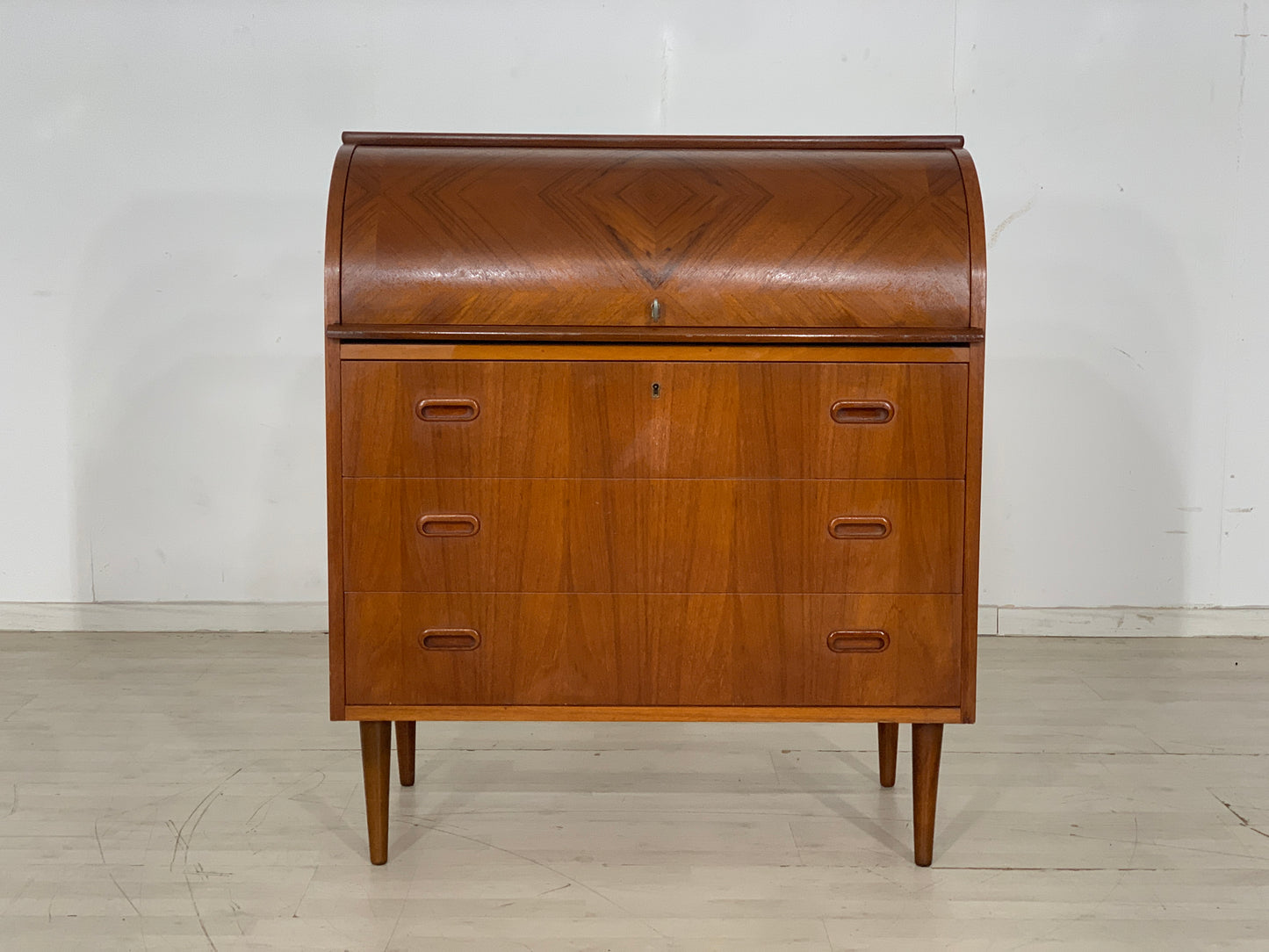 Danish Teak Secretary Desk Chest of Drawers Vintage