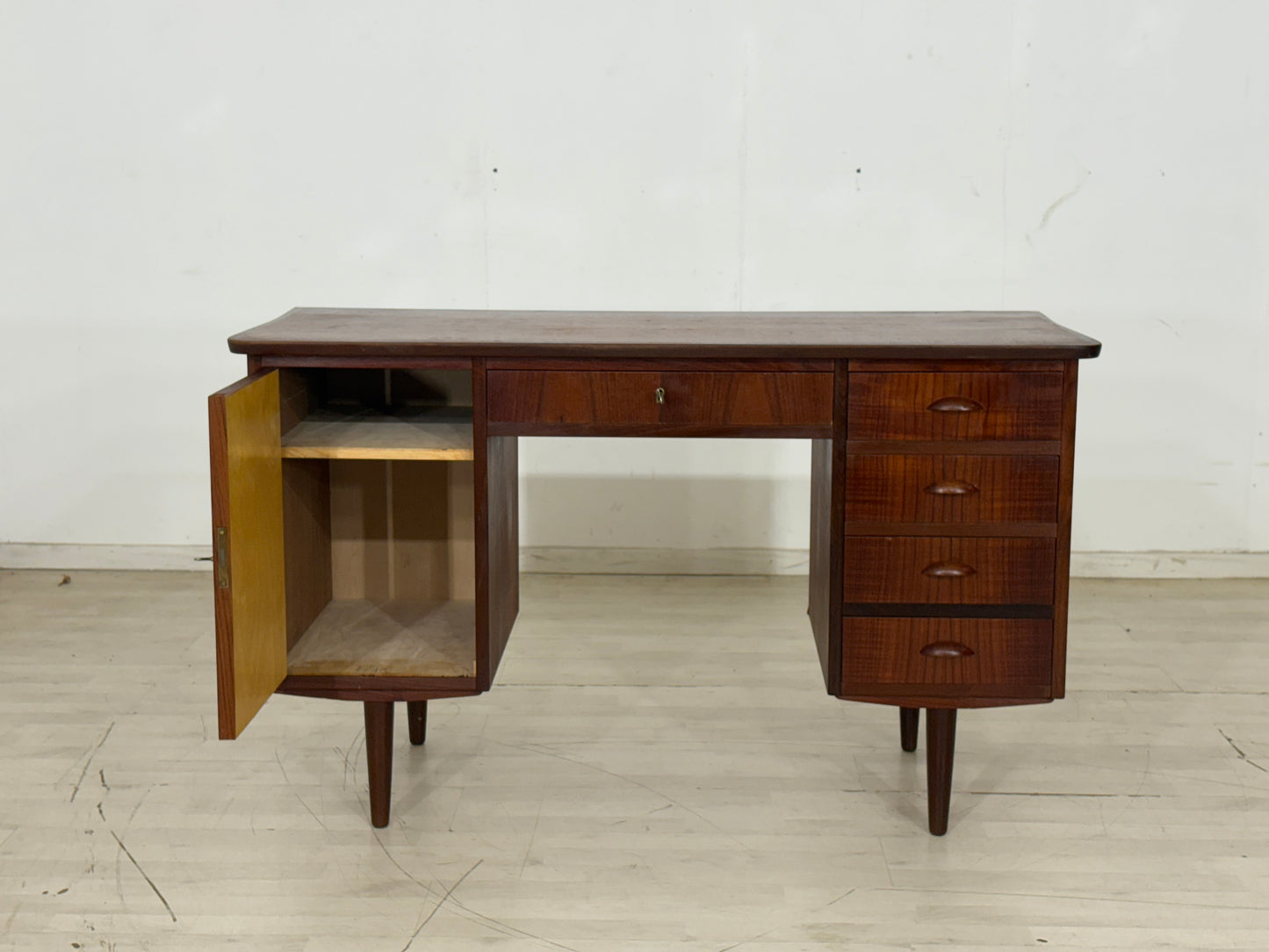 Danish Teak Desk Office Table Wood Vintage