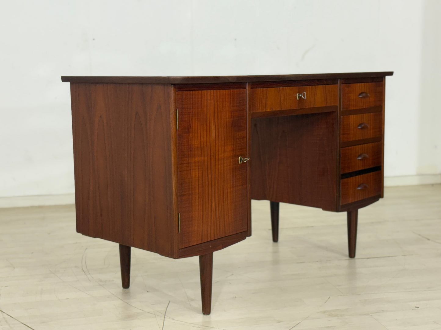 Danish Teak Desk Office Table Wood Vintage