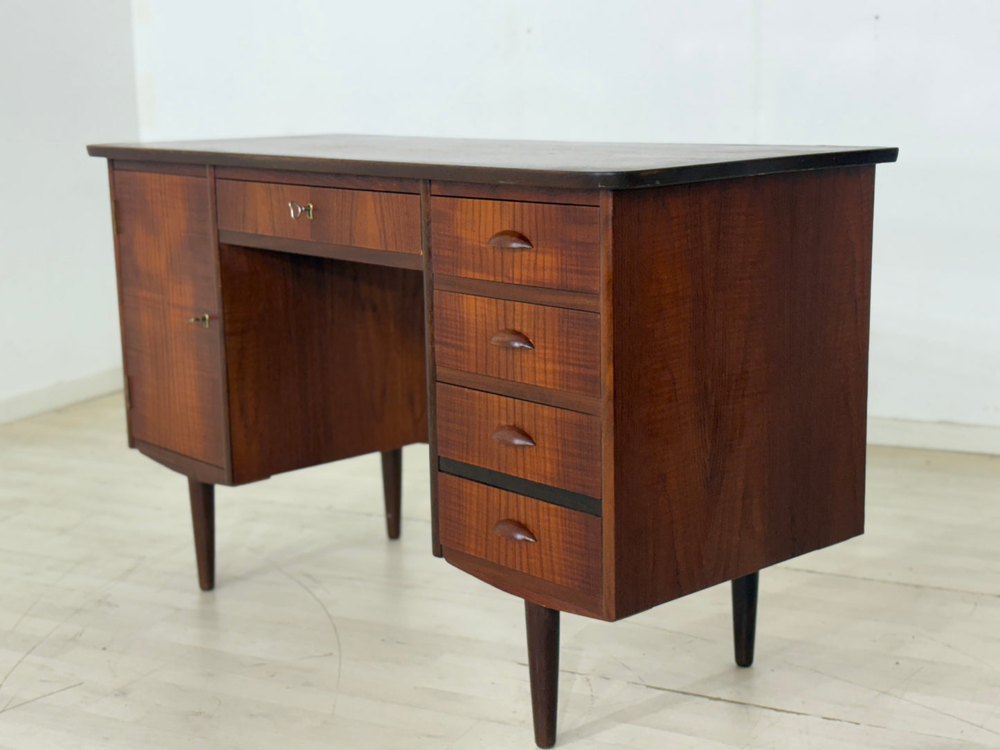 Danish Teak Desk Office Table Wood Vintage