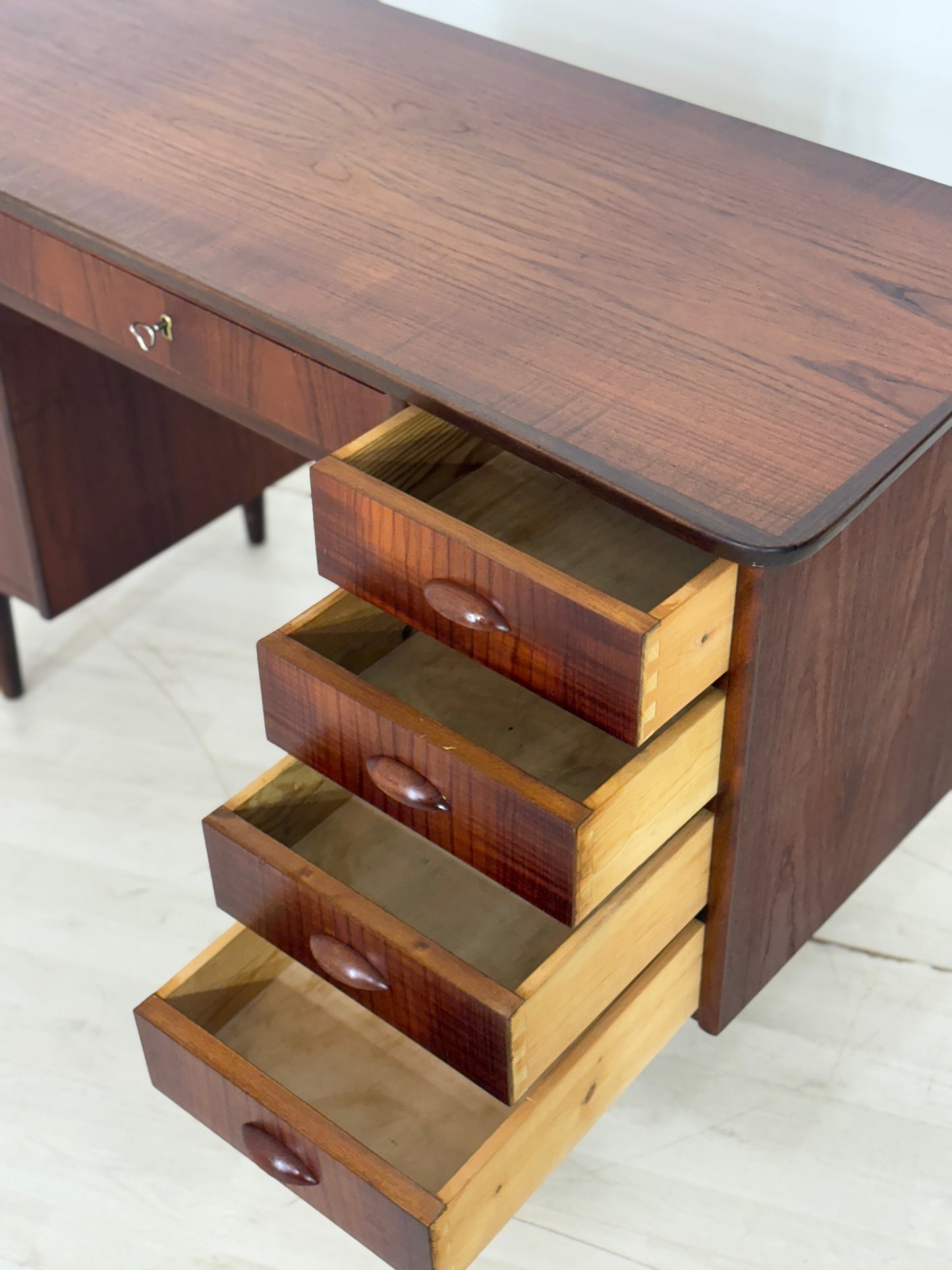 Danish Teak Desk Office Table Wood Vintage