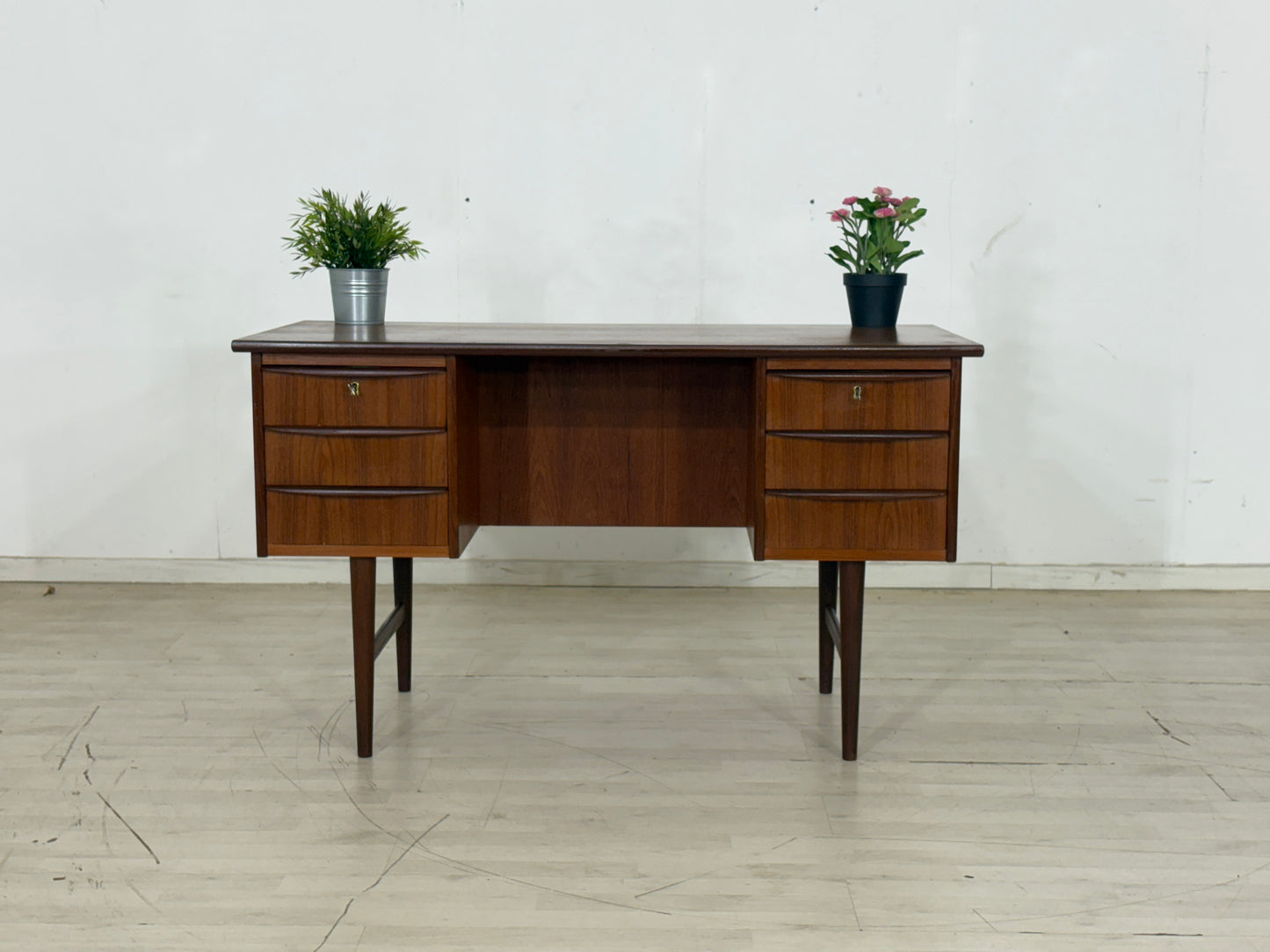 Danish Teak Desk Office Table Wood Vintage