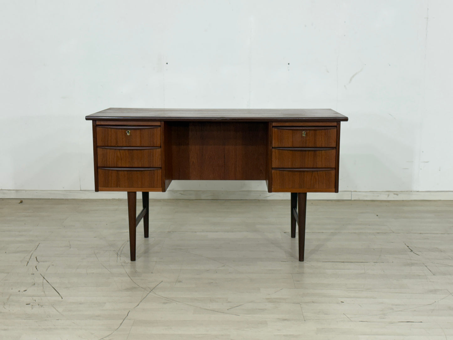 Danish Teak Desk Office Table Wood Vintage