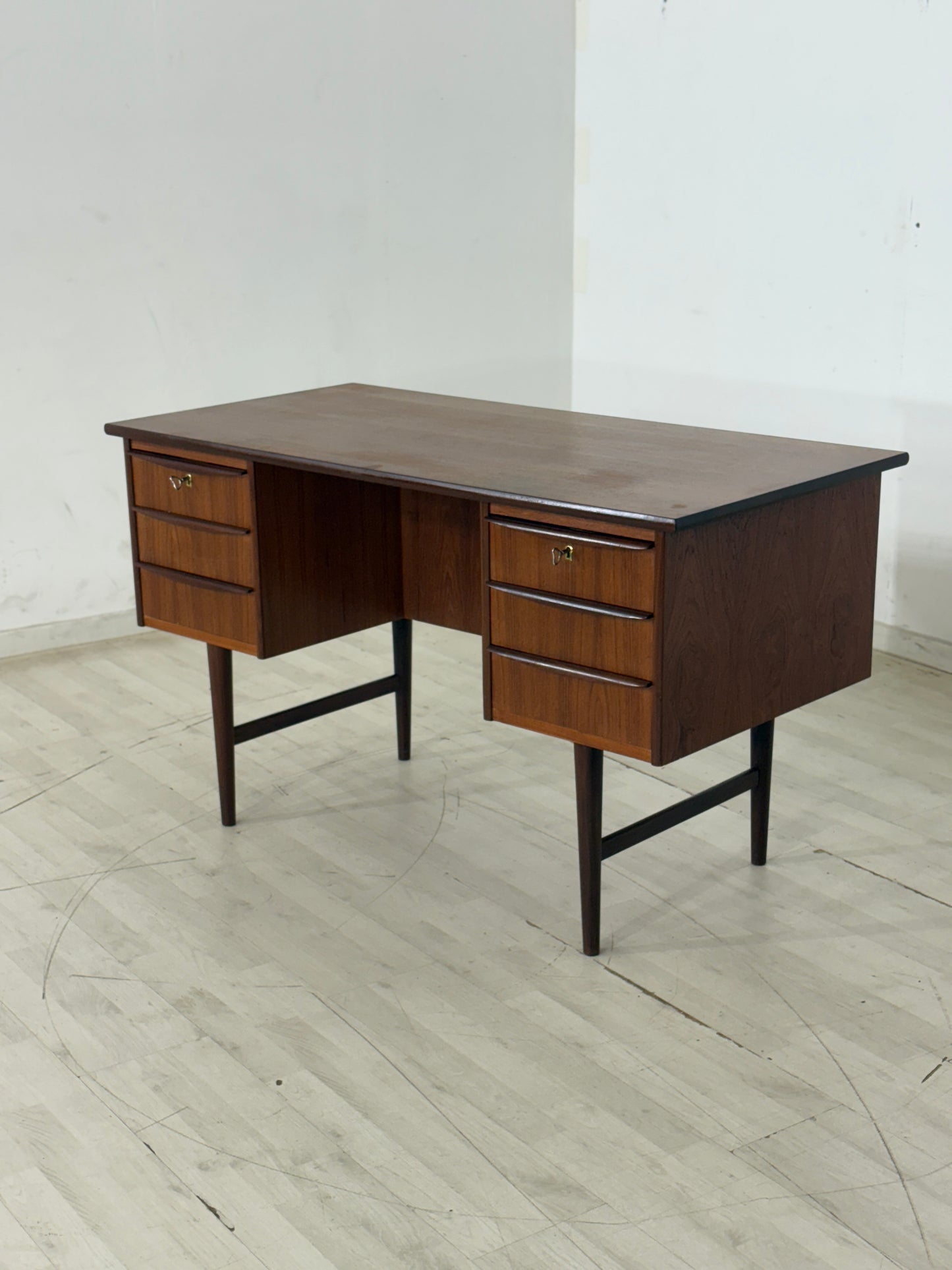 Danish Teak Desk Office Table Wood Vintage