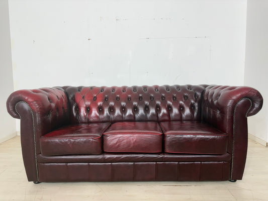 English Chesterfield Sofa Couch 3-Sitzer Vintage