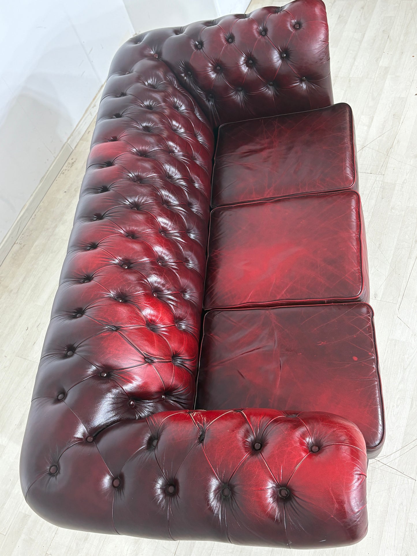English Chesterfield Sofa Couch 3-Seater Vintage