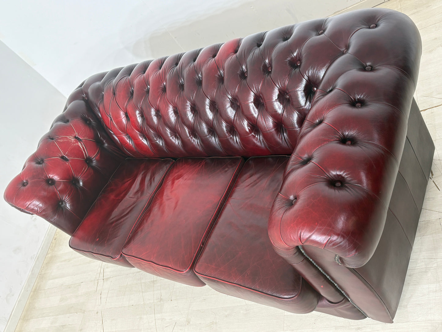 English Chesterfield Sofa Couch 3-Seater Vintage