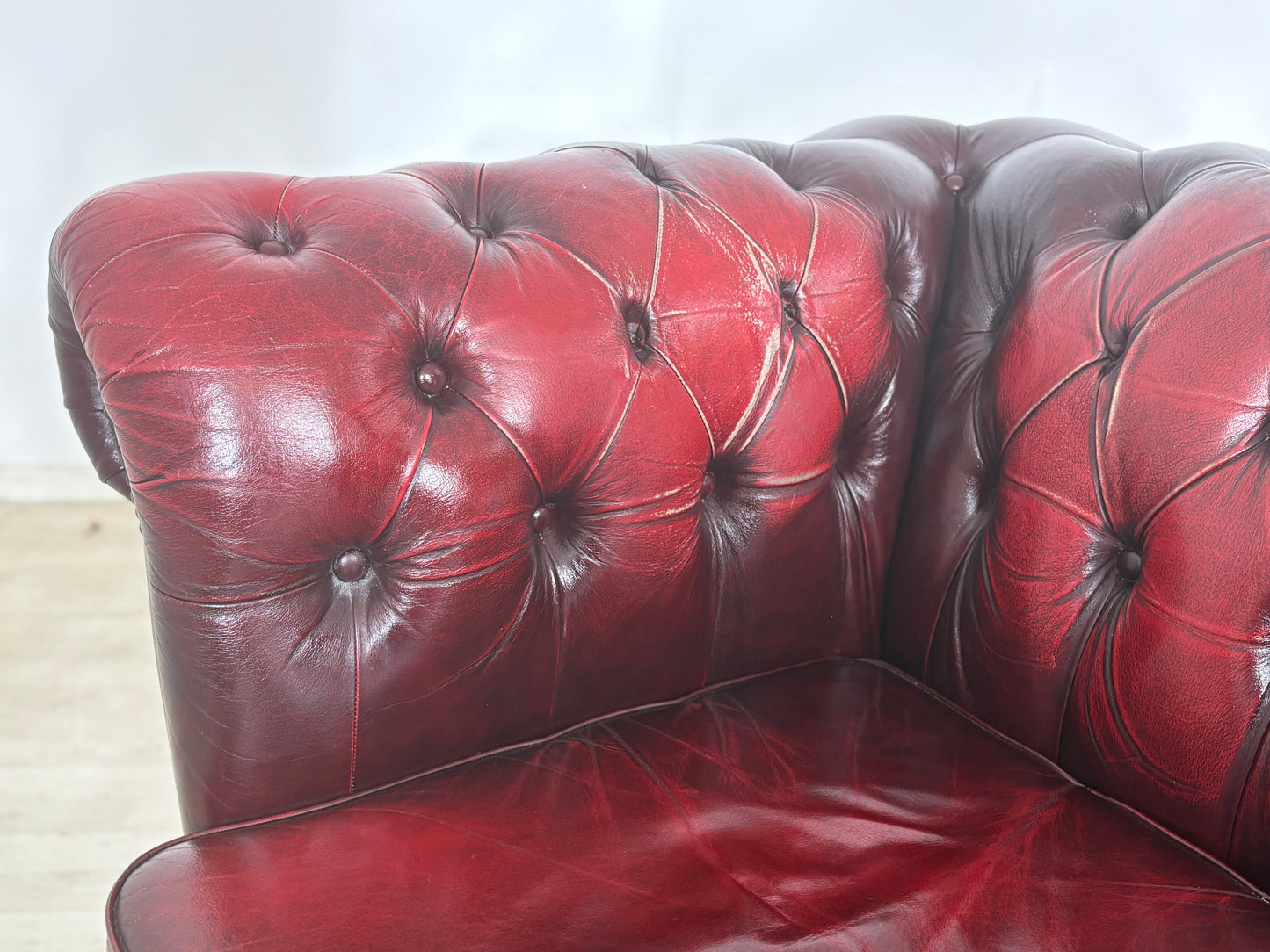English Chesterfield Sofa Couch 3-Seater Vintage