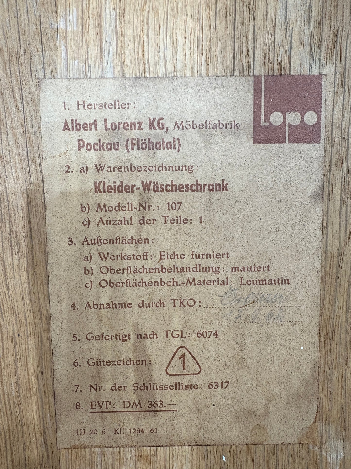 Vintage Kleiderschrank 60er Jahre – Eiche – Mid-Century Design Wäscheschrank