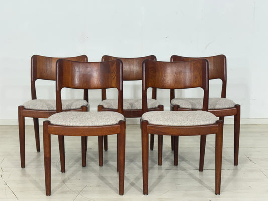 5x Hennig Kjaernulf Teak Stühle Esszimmerstühle Vintage