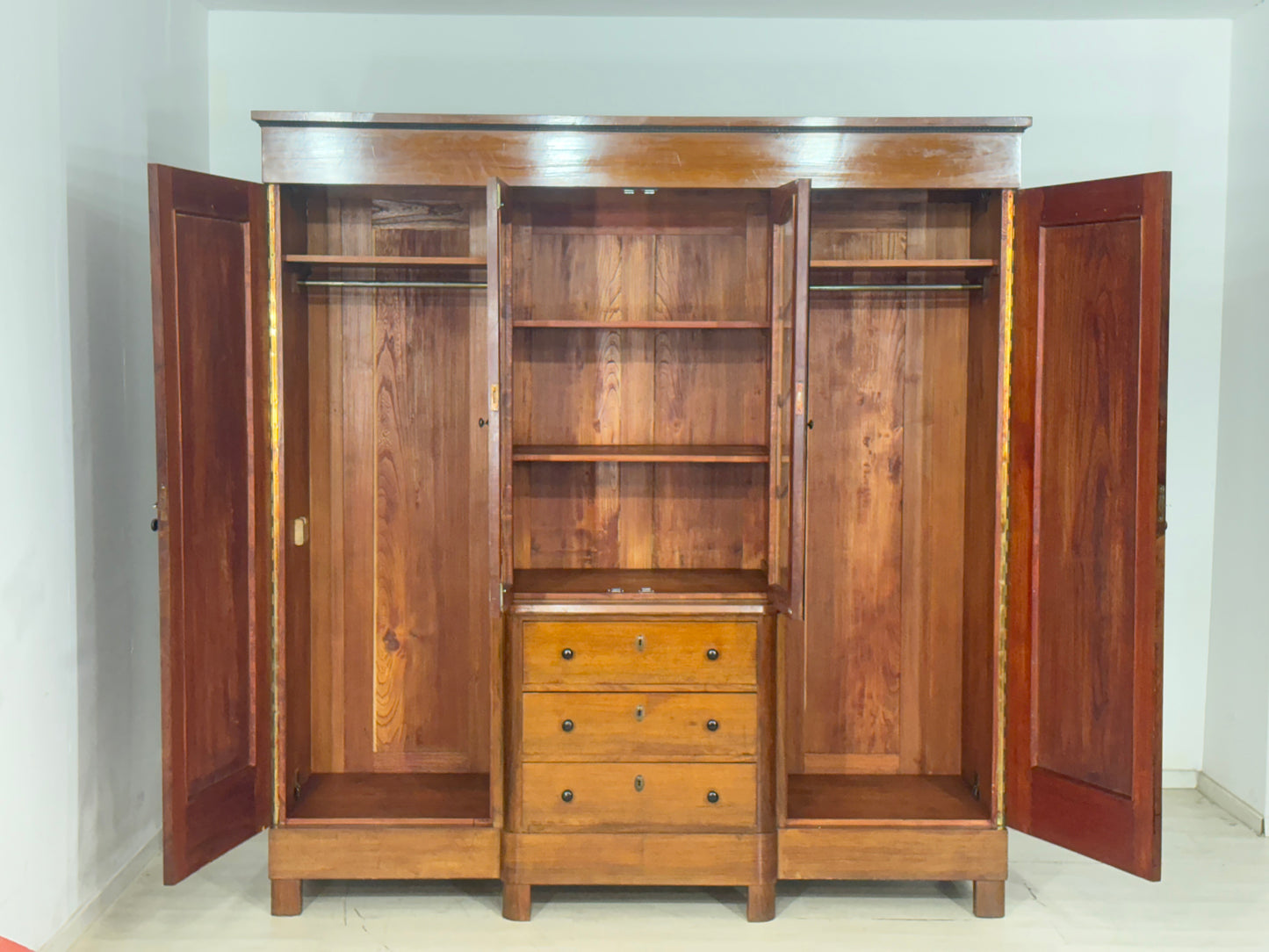 Jugendstil Kleiderschrank Holz Schrank Massiv Schlafzimmerschrank 1920
