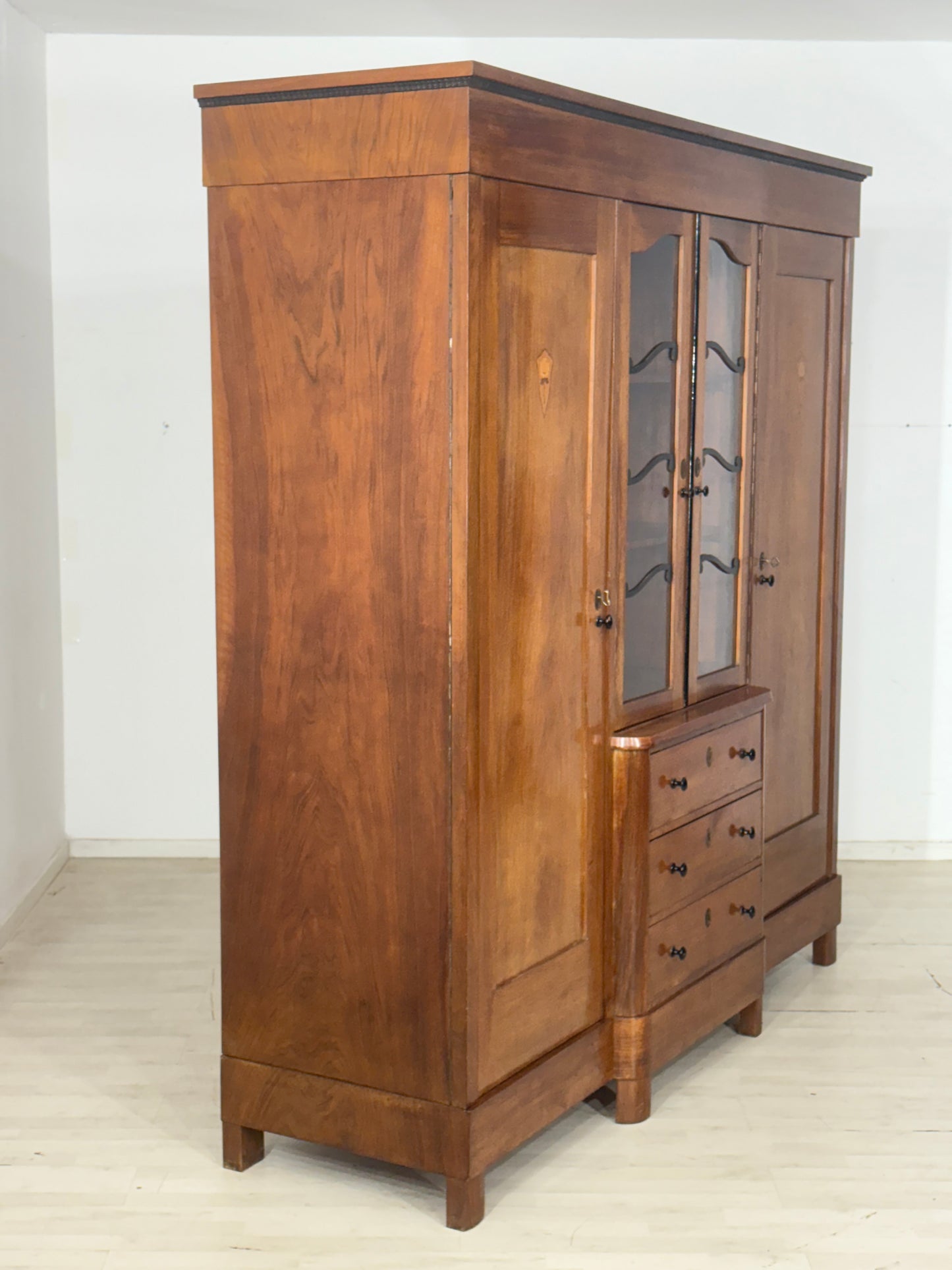 Jugendstil Kleiderschrank Holz Schrank Massiv Schlafzimmerschrank 1920
