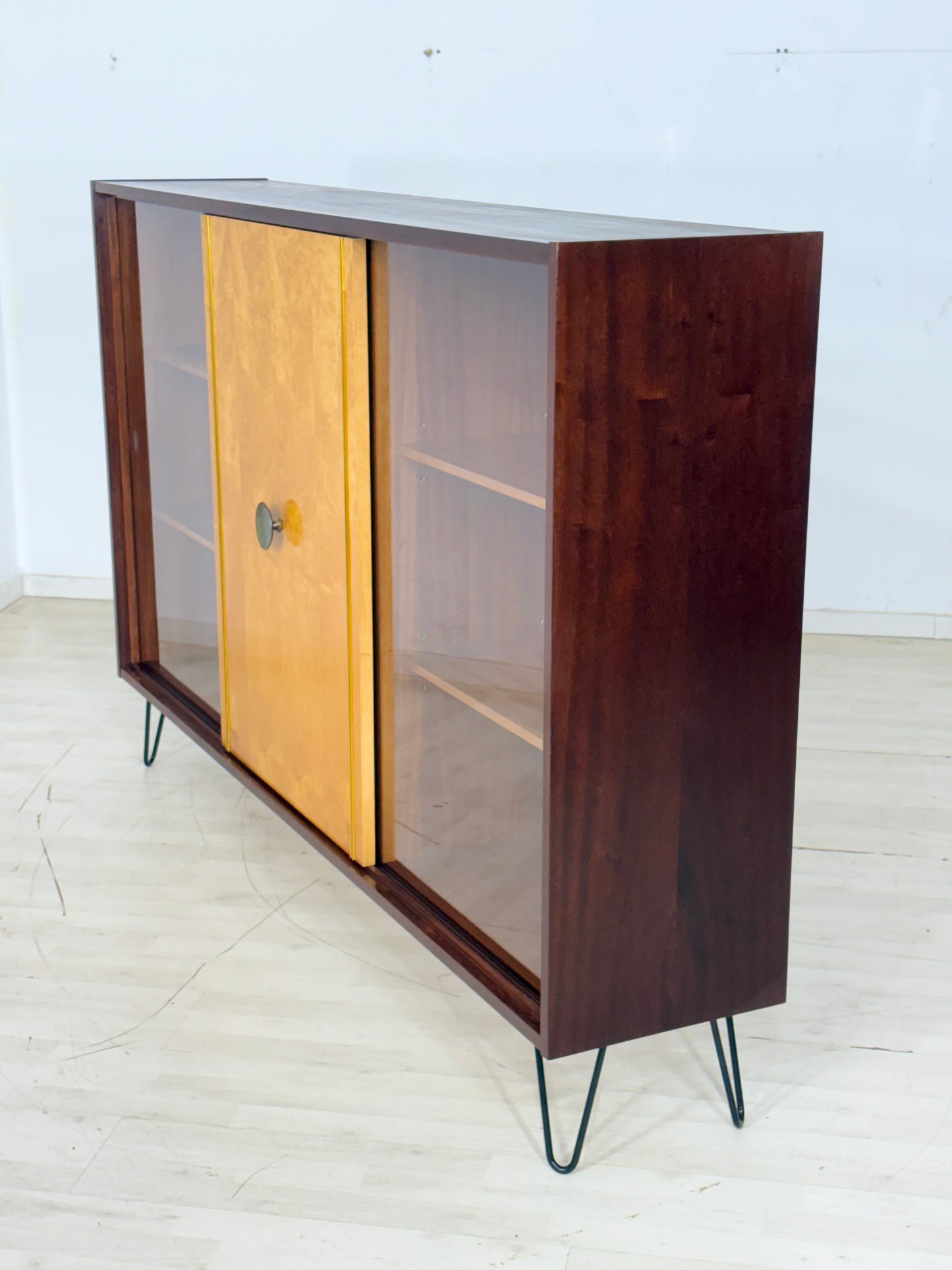 Mid Century Vitrinenschrank Vitrine Highboard Sideboard Vintage
