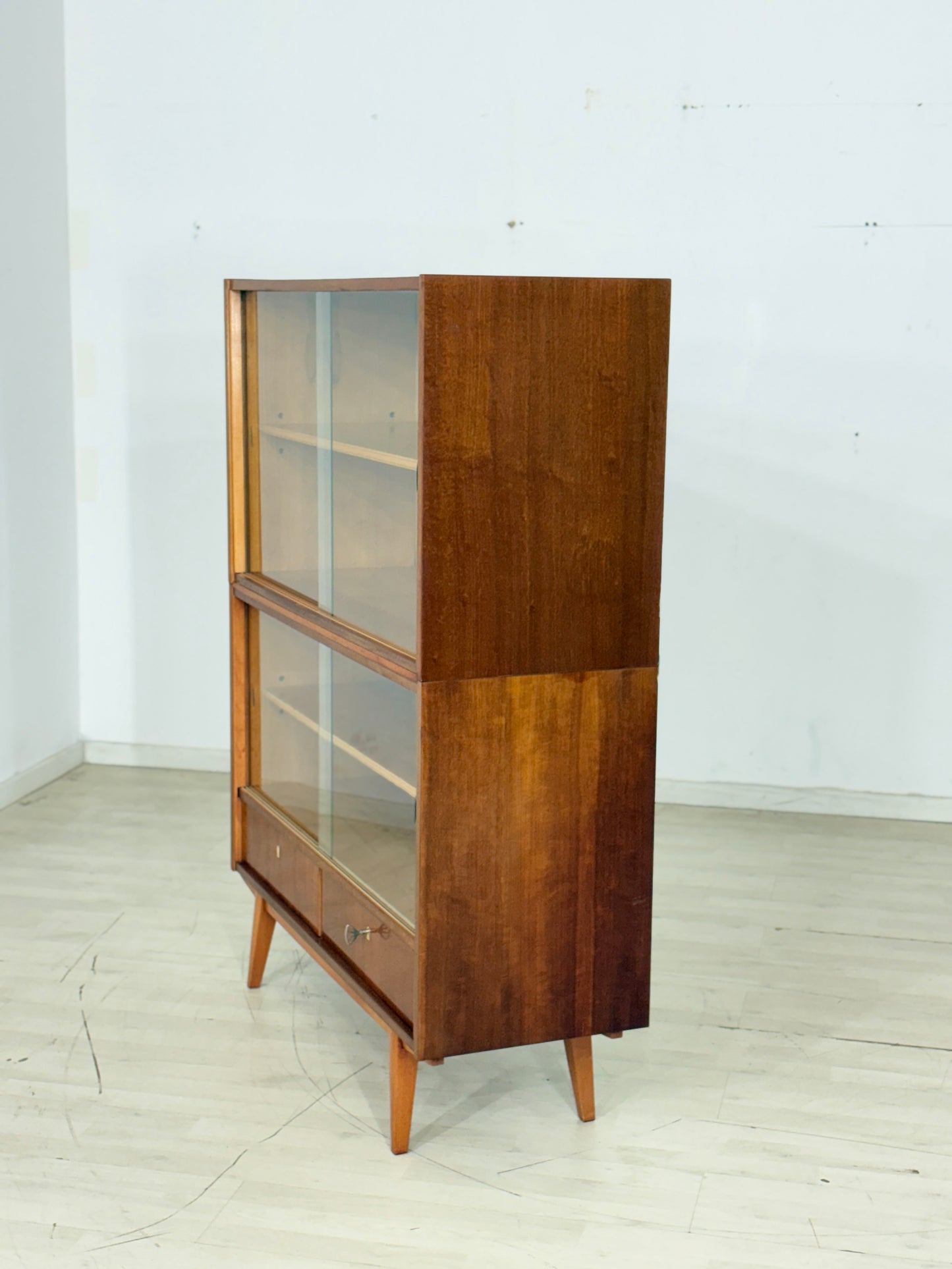 60er Jahre Vitrine Regal Vitrinenschrank Fächerschrank Vintage Highboard
