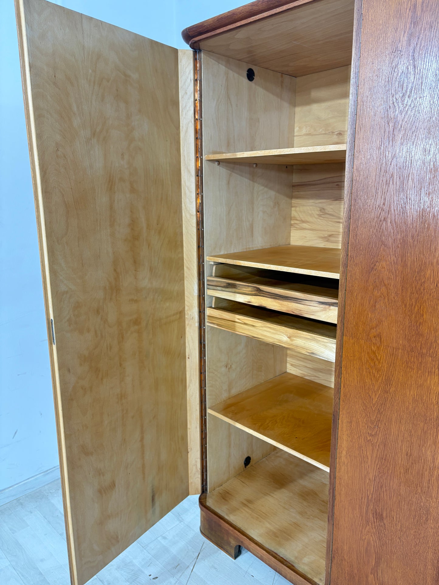 60er Jahre Kleiderschrank Holz Schrank Wäscheschrank Vintage