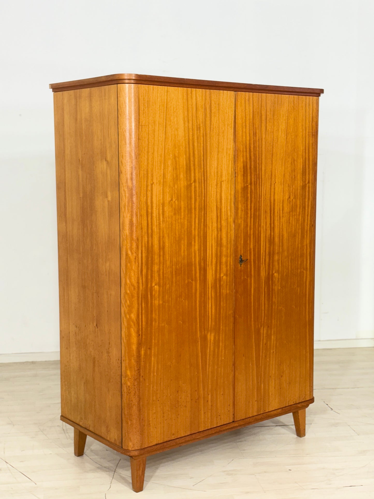 Vintage Kleiderschrank Holz Wäscheschrank Schrank Mid Century 1964