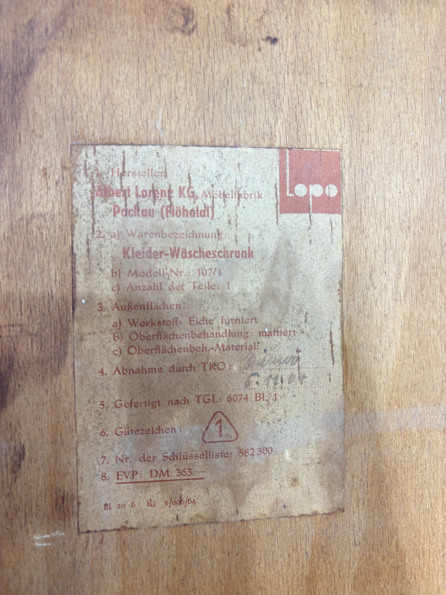 Vintage Kleiderschrank Holz Wäscheschrank Schrank Mid Century 1964