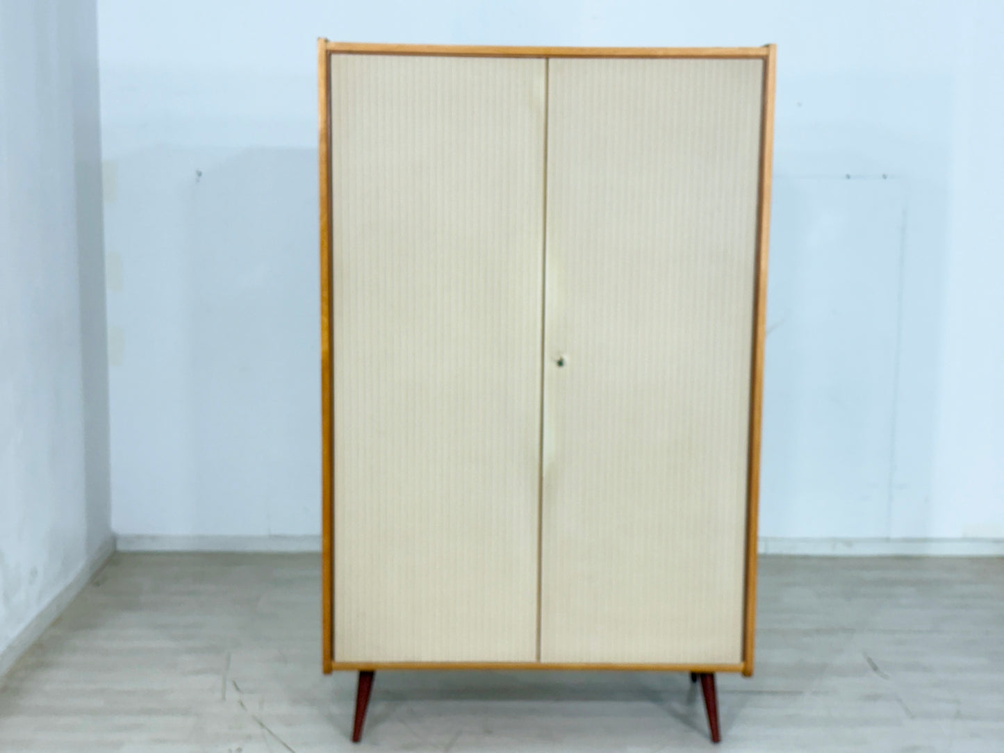 Mid Century Kleiderschrank Holz Schrank Wäscheschrank Vintage