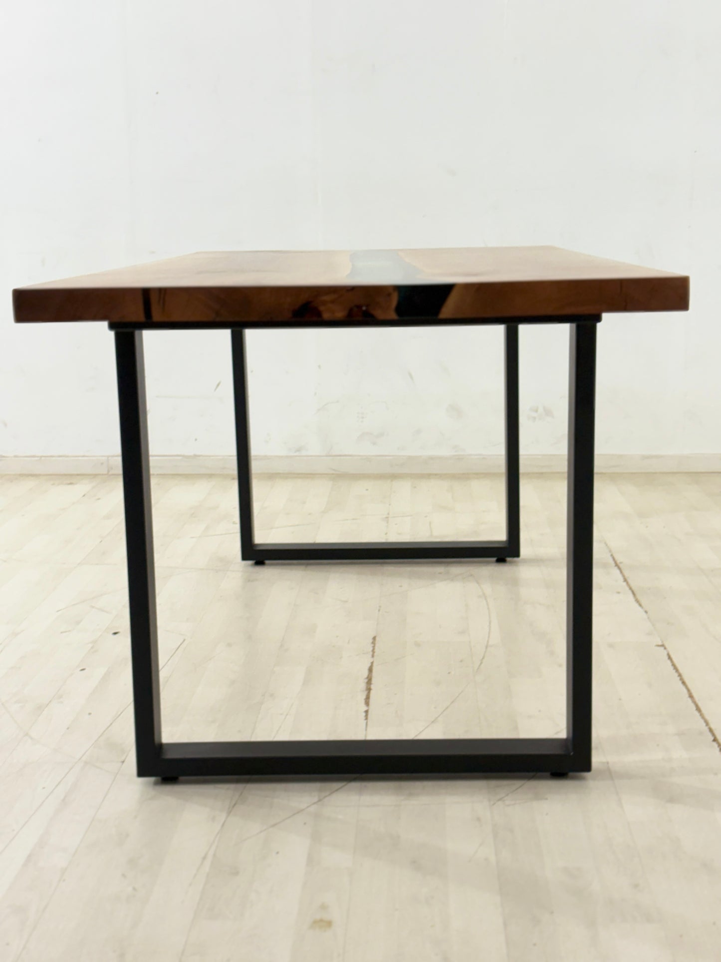 TABLE À MANGER EN RÉSINE ÉPOXY TABLE DE SALLE À MANGER TABLE DE CONFÉRENCE NOYER MASSIF 180X90
