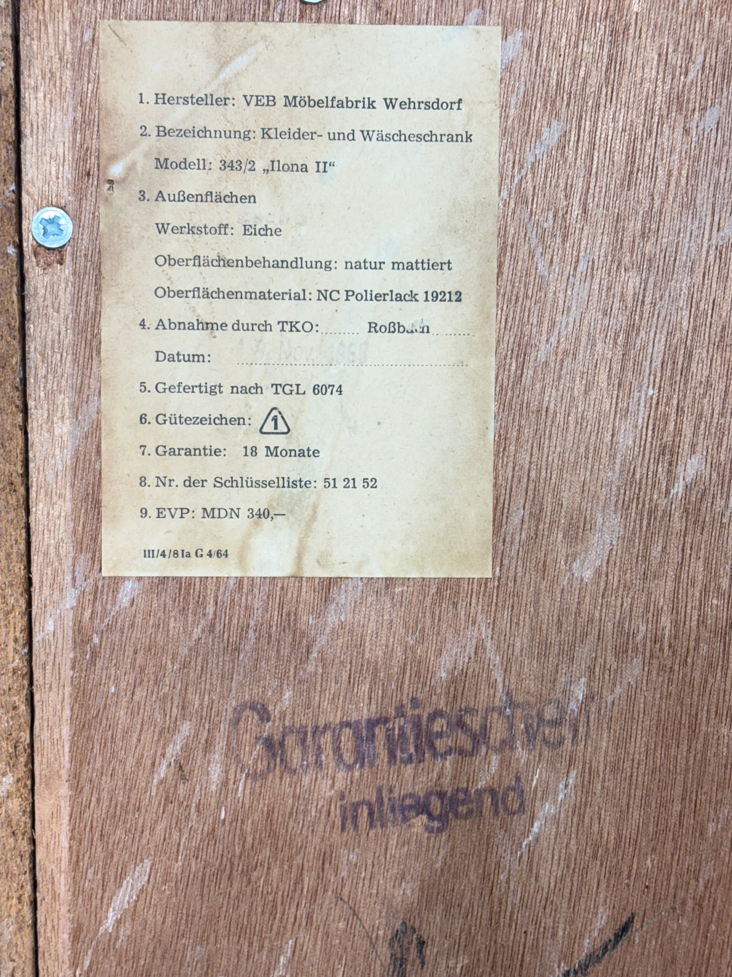 Sehr schöner Vintage Kleiderschrank Holz Schrank Wäscheschrank Schlafzimmerschrank Mid-Century