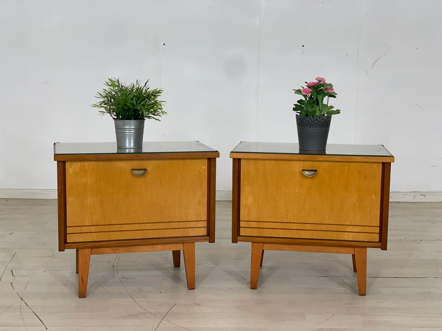 2x Vintage bedside tables, nightstands, side table