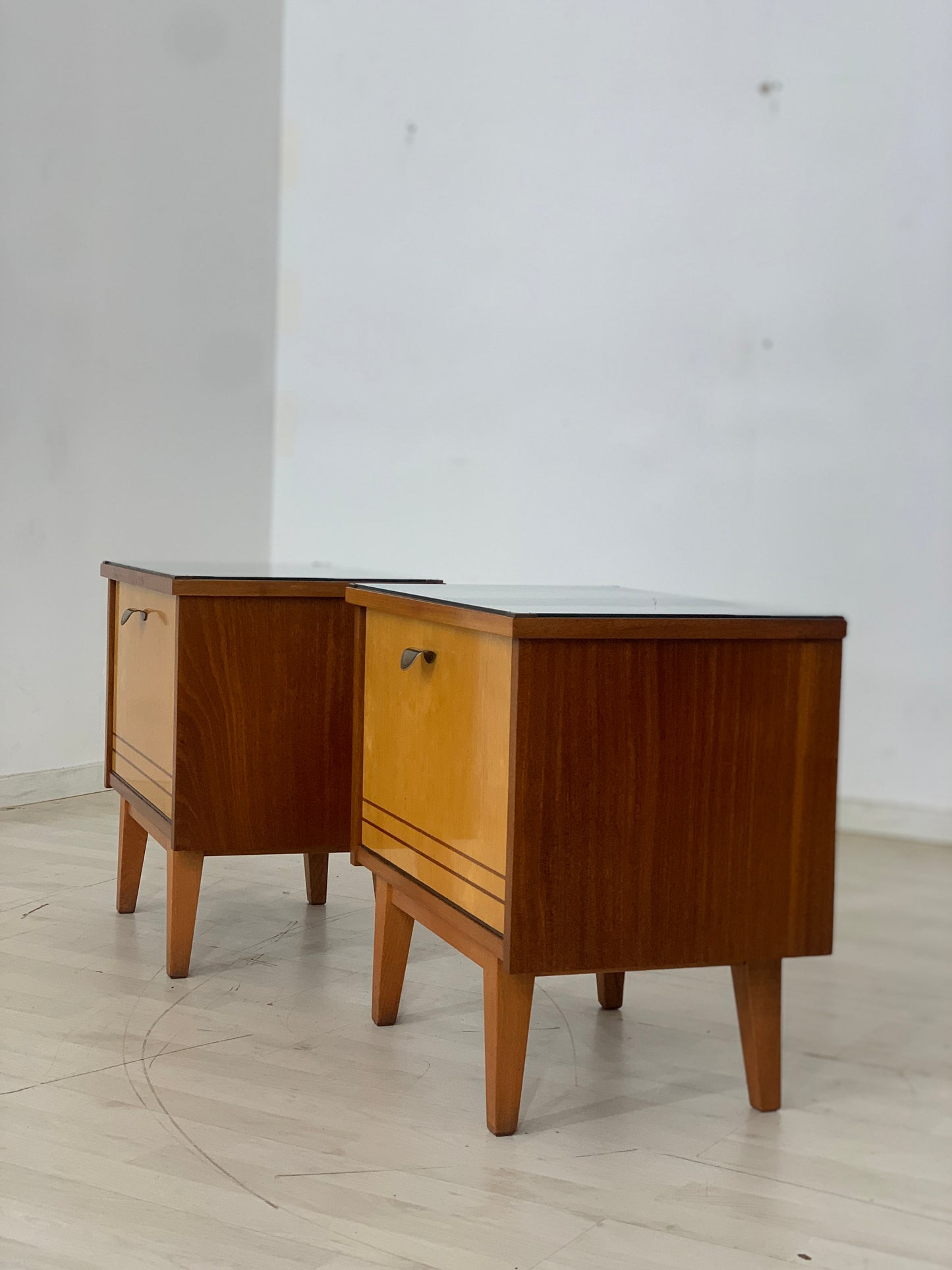 2x Vintage bedside tables, nightstands, side table