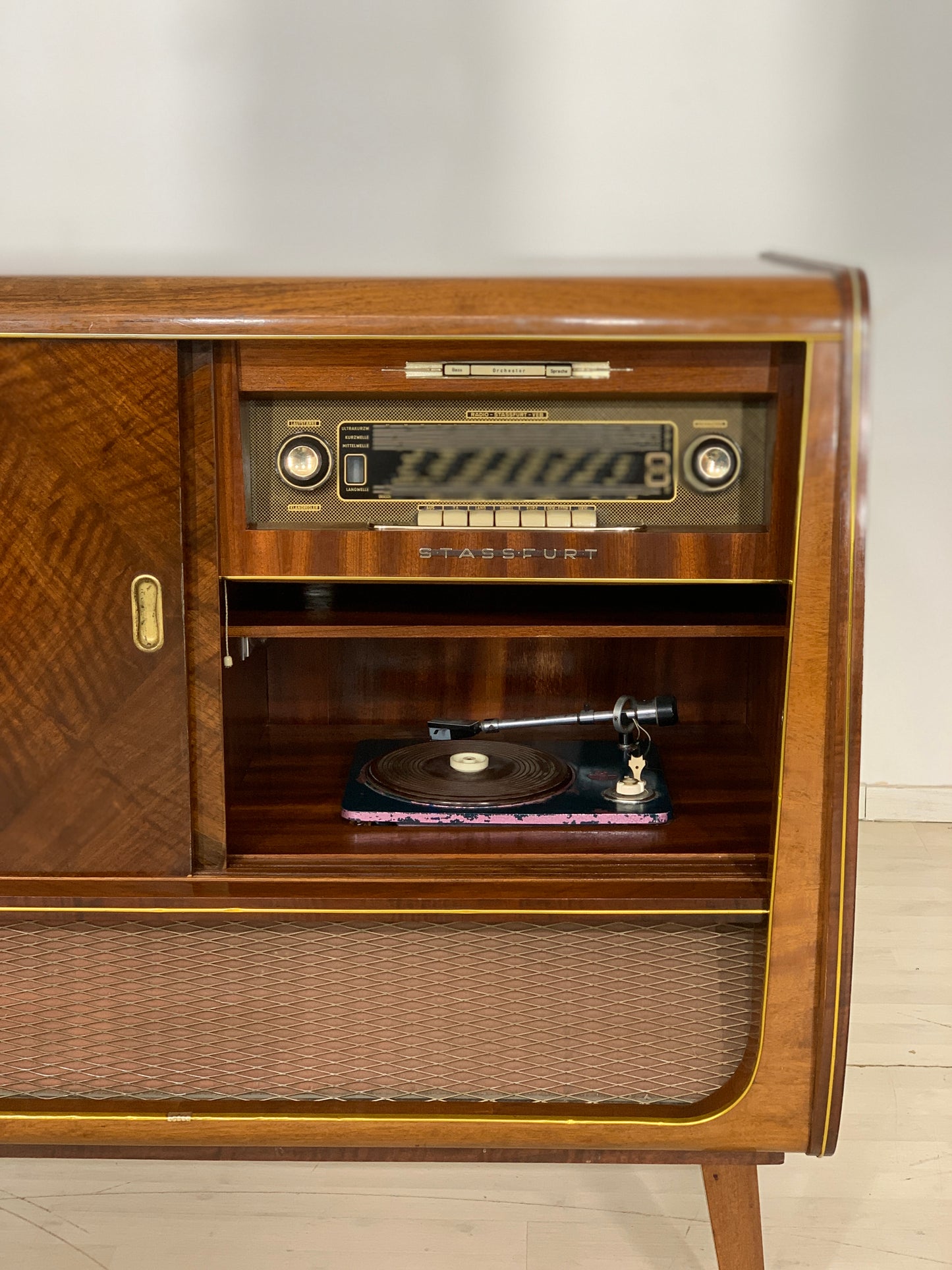 Meuble phono vintage, lecteur de disques TV, meuble à musique, 1959