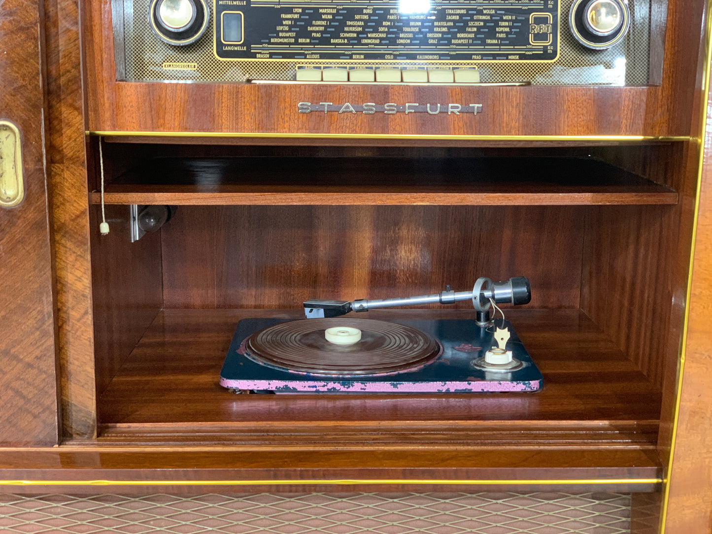 Meuble phono vintage, lecteur de disques TV, meuble à musique, 1959