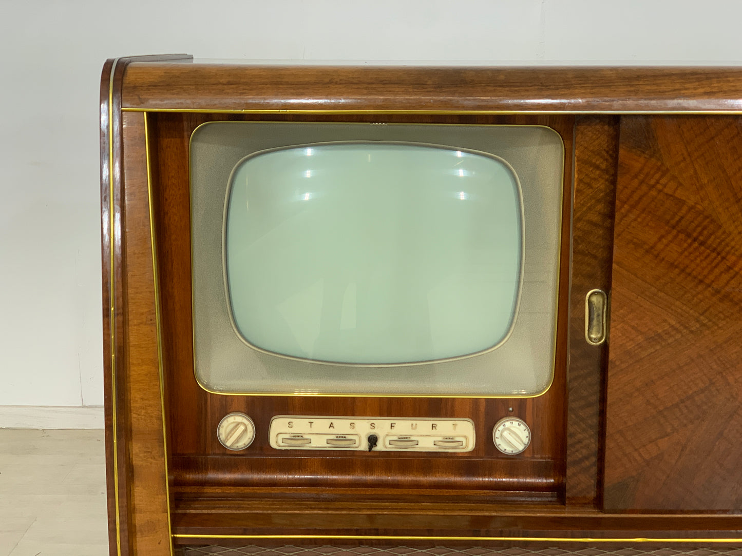 Meuble phono vintage, lecteur de disques TV, meuble à musique, 1959