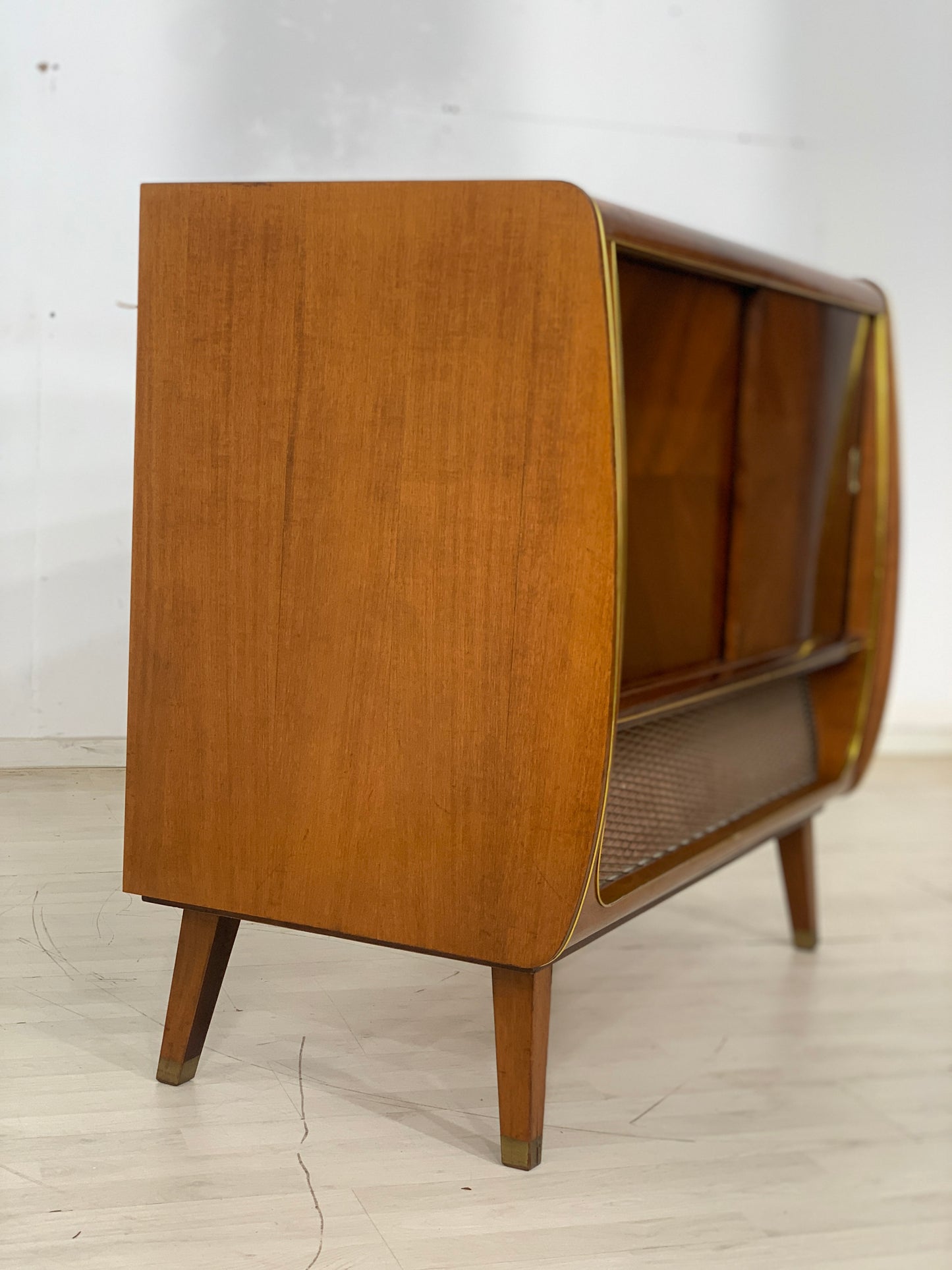 Meuble phono vintage, lecteur de disques TV, meuble à musique, 1959