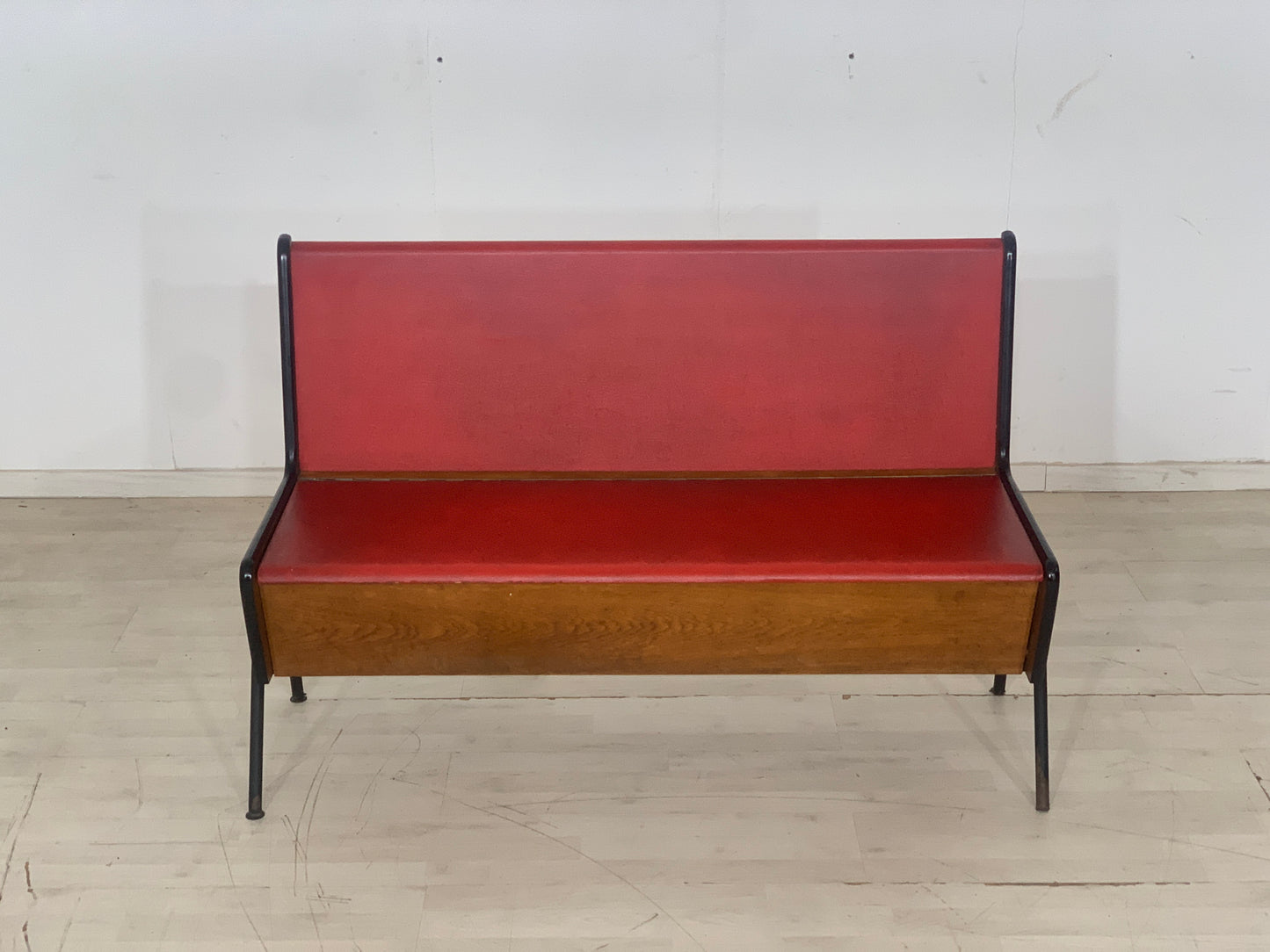 Mid Century Sitzbank Truhe Vintage