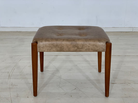 Danish Teak Hocker Sitzhocker Fußhocker Schemel Leder