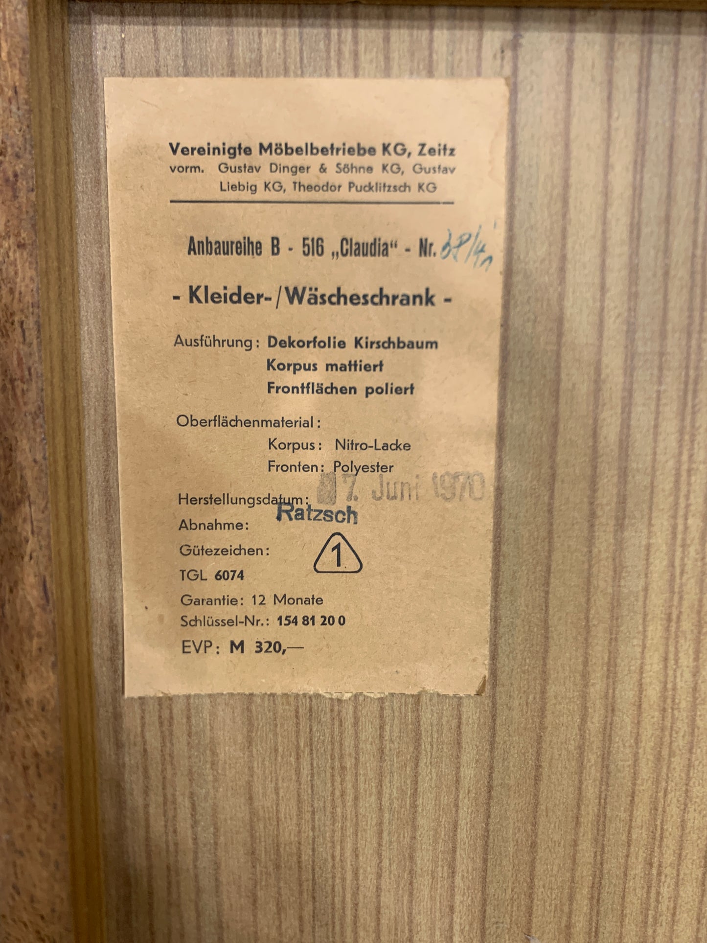 Mid Century Wäscheschrank Schrank Kleiderschrank Vintage