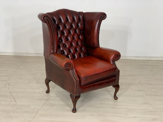 Englisch Chesterfield Sessel Armlehnsessel Leder Sessel Oxblood