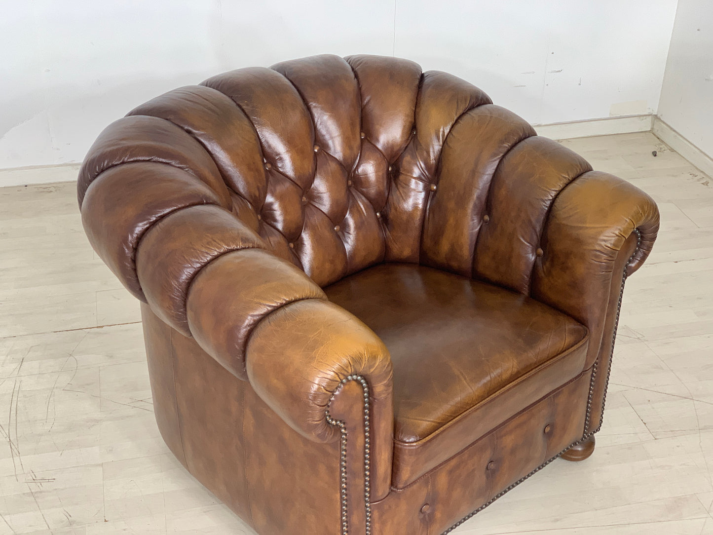 Chesterfield Sessel Armlehnsessel Leder Vintage