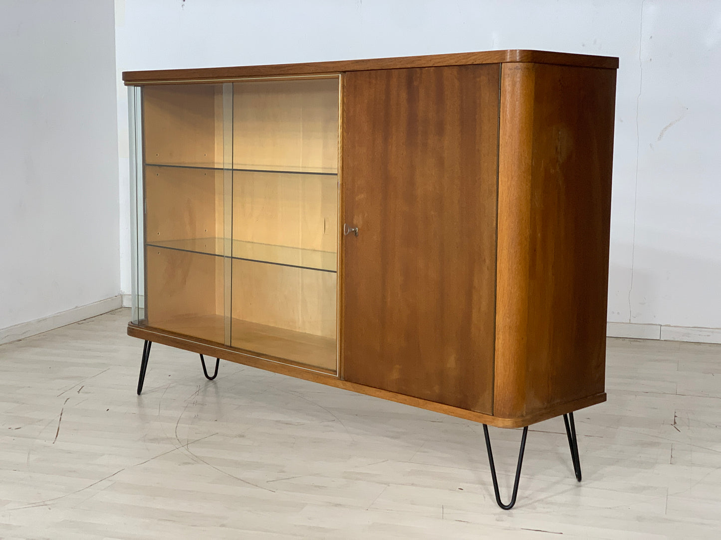 Mid Century Highboard Schrank Buffet Vitrine Vintage