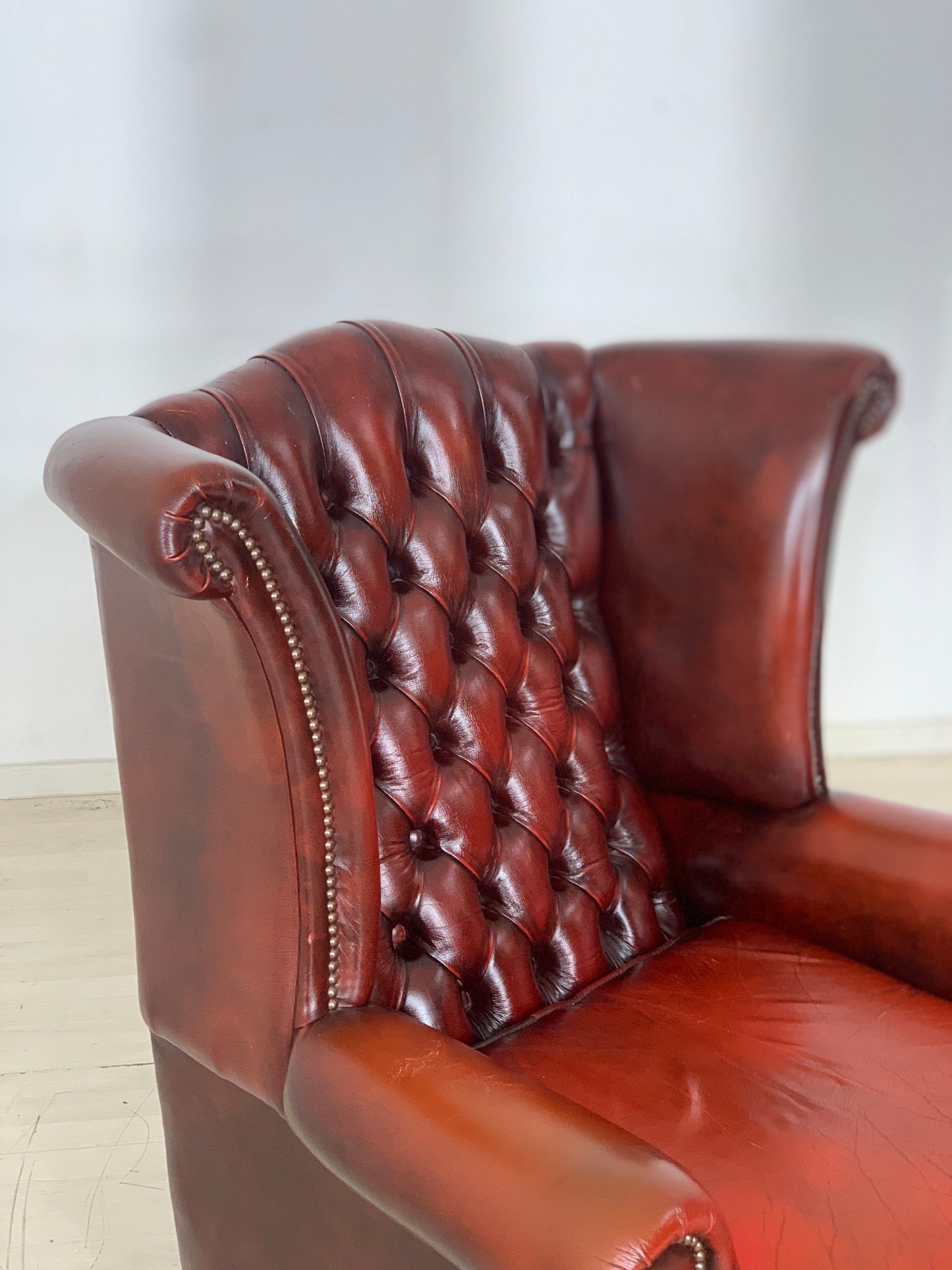 Englisch Chesterfield Sessel Armlehnsessel Leder Sessel Oxblood