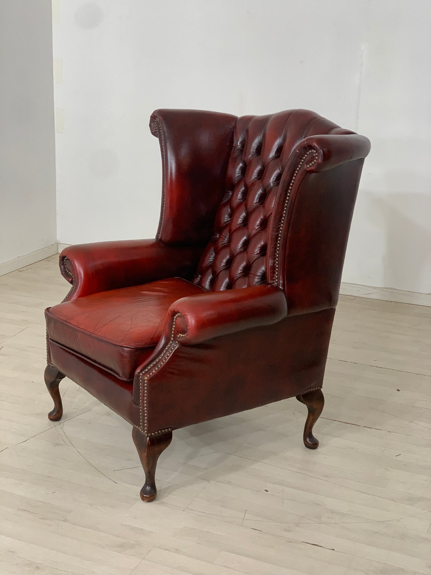 Englisch Chesterfield Sessel Armlehnsessel Leder Sessel Oxblood