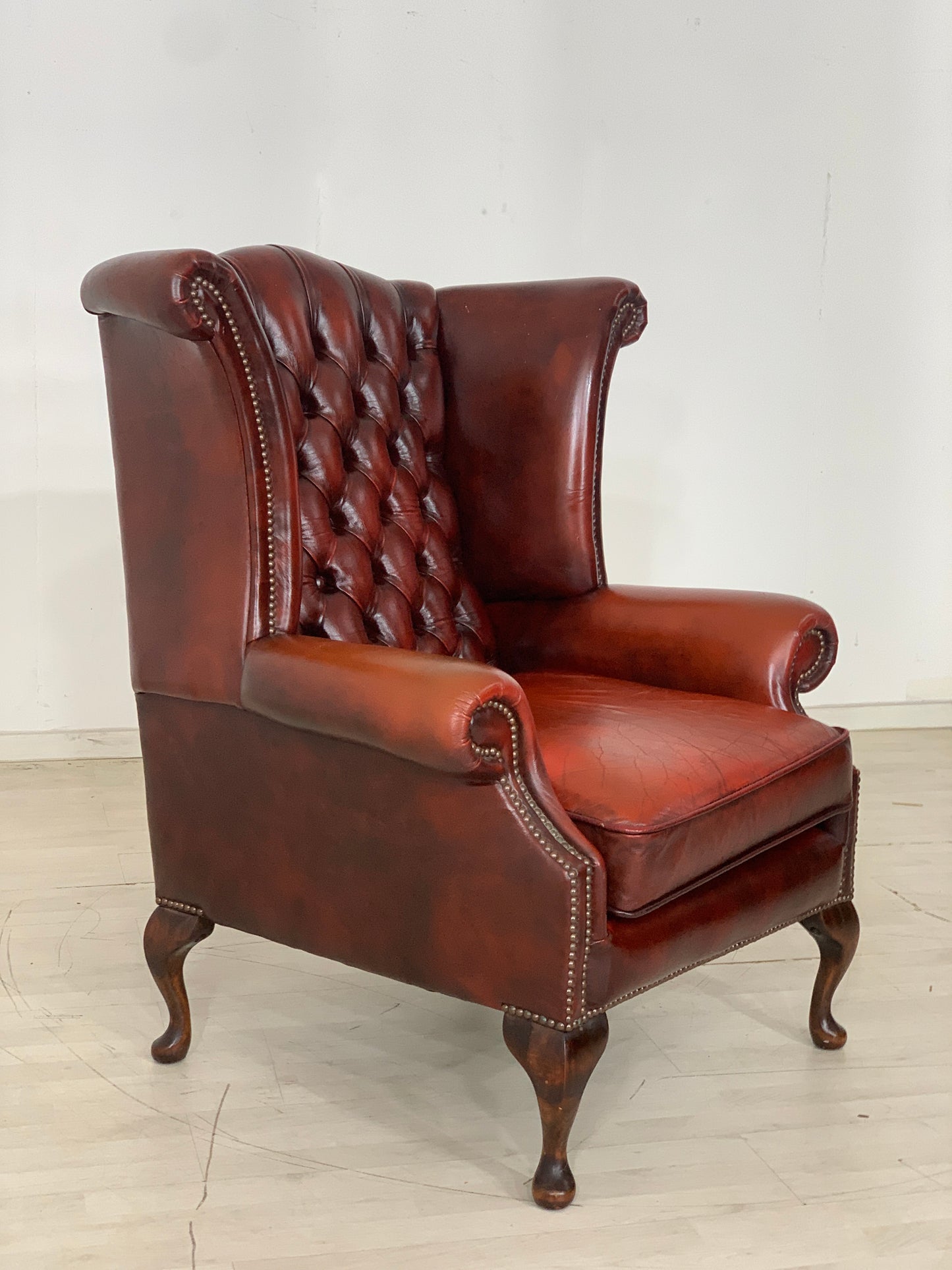 Englisch Chesterfield Sessel Armlehnsessel Leder Sessel Oxblood