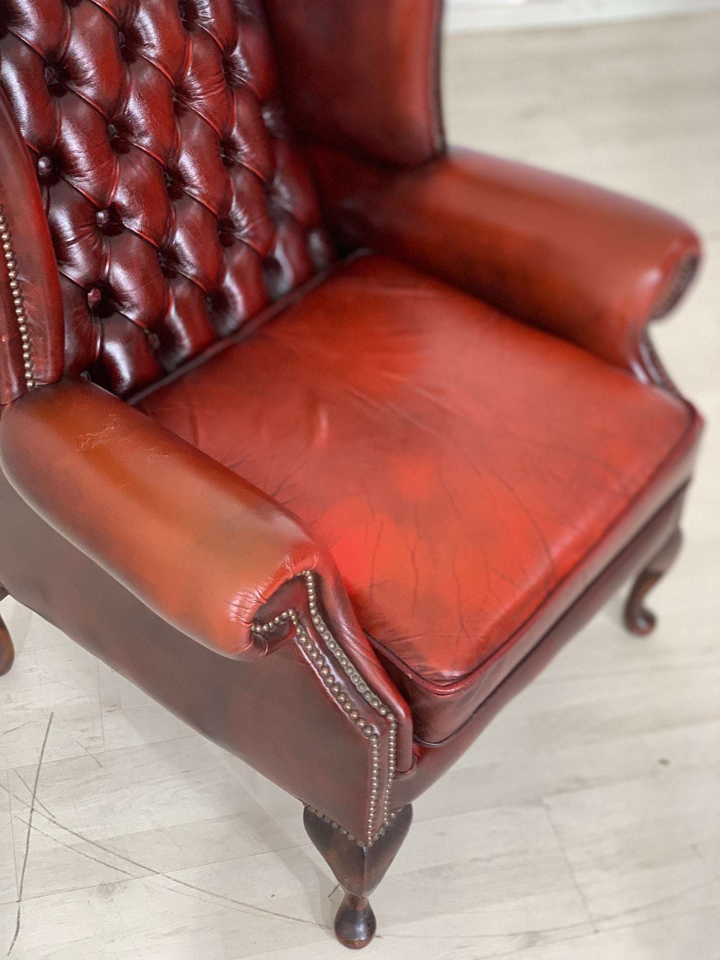 Englisch Chesterfield Sessel Armlehnsessel Leder Sessel Oxblood