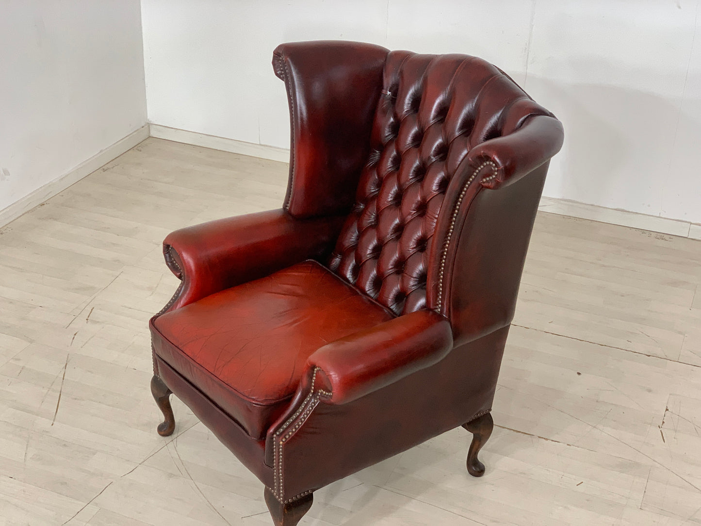 Englisch Chesterfield Sessel Armlehnsessel Leder Sessel Oxblood