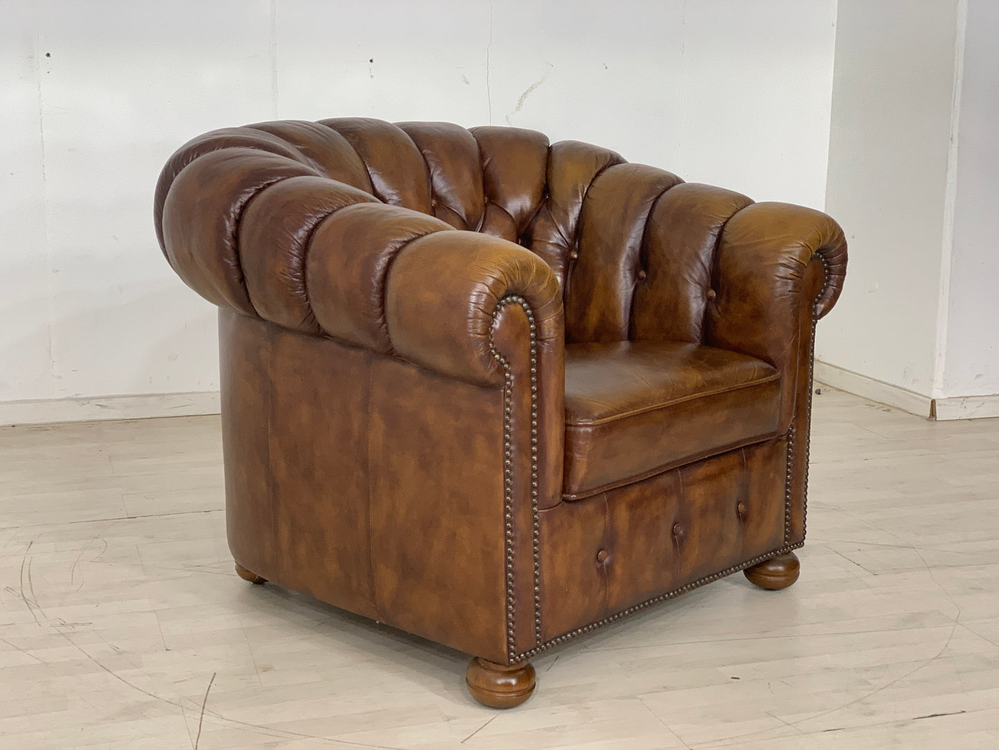 Chesterfield Sessel Armlehnsessel Leder Vintage